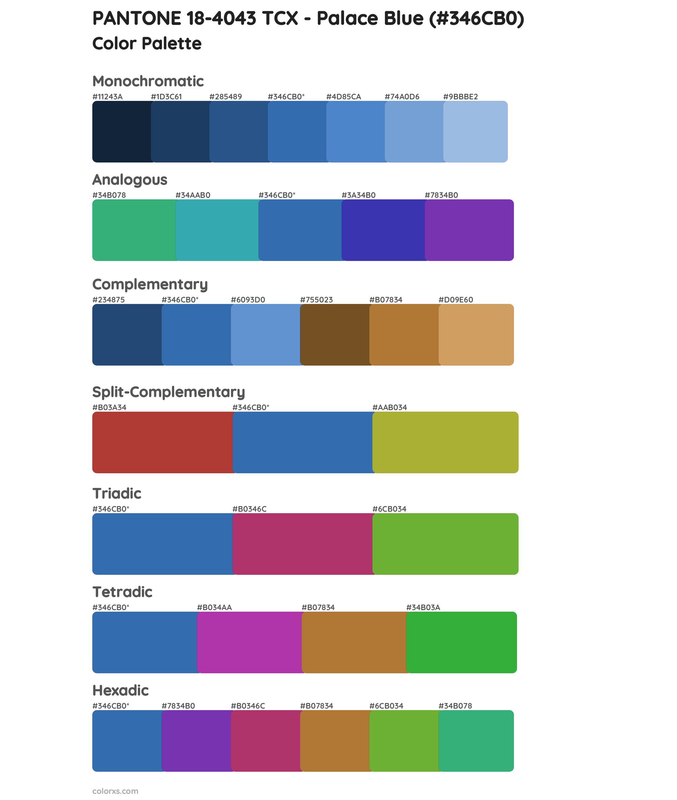 PANTONE 18-4043 TCX - Palace Blue Color Scheme Palettes