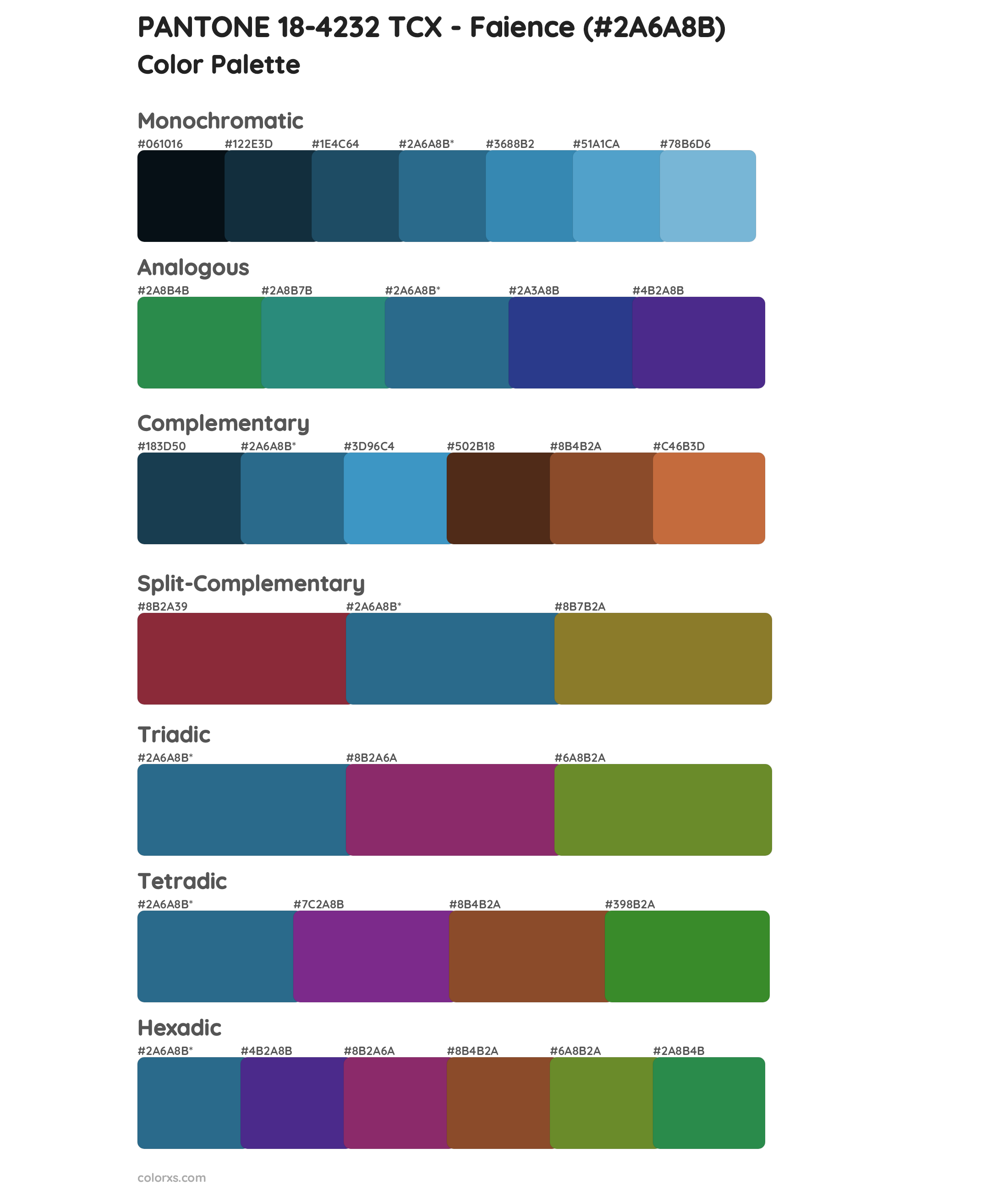 PANTONE 18-4232 TCX - Faience Color Scheme Palettes