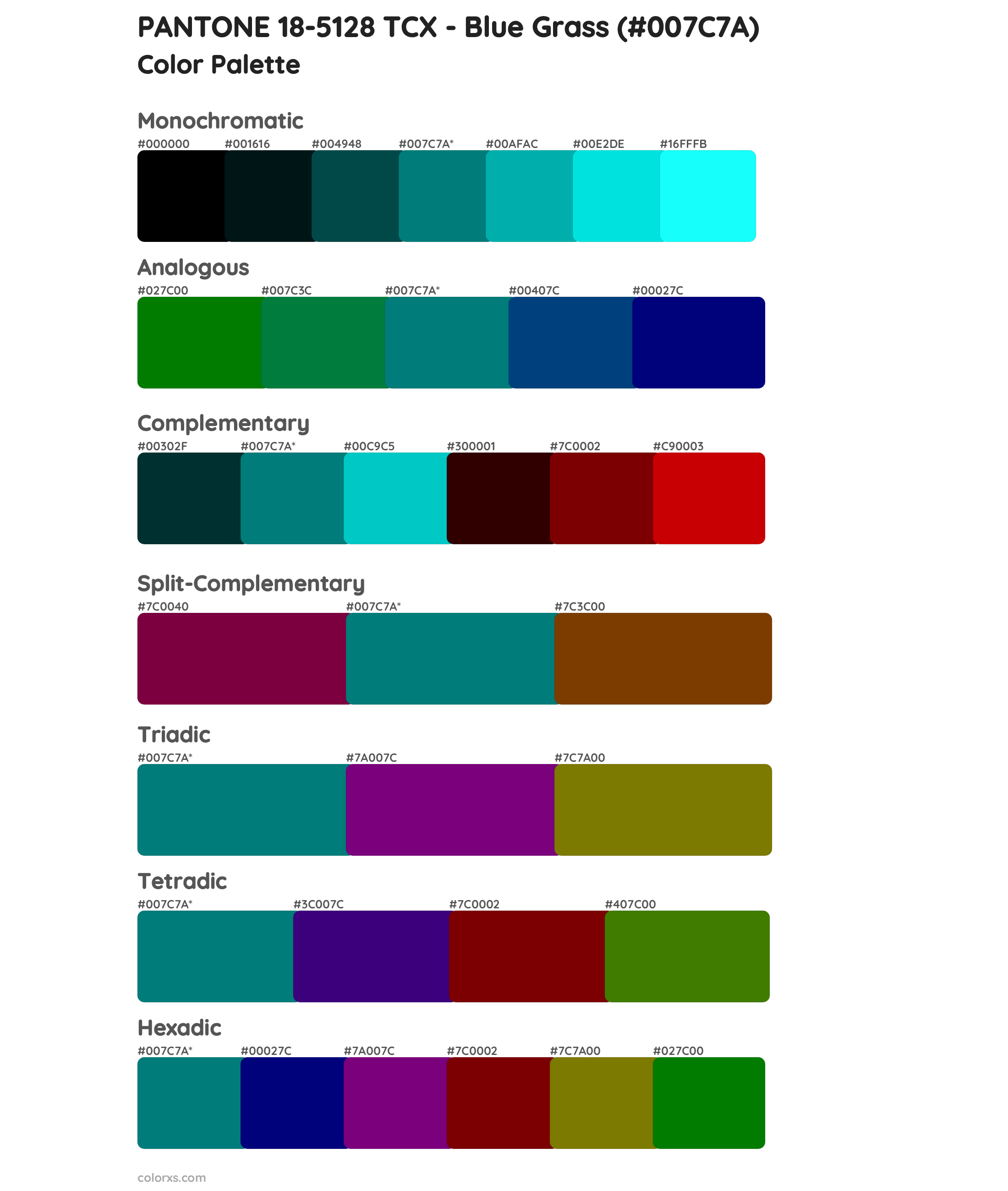 PANTONE 18-5128 TCX - Blue Grass Color Scheme Palettes