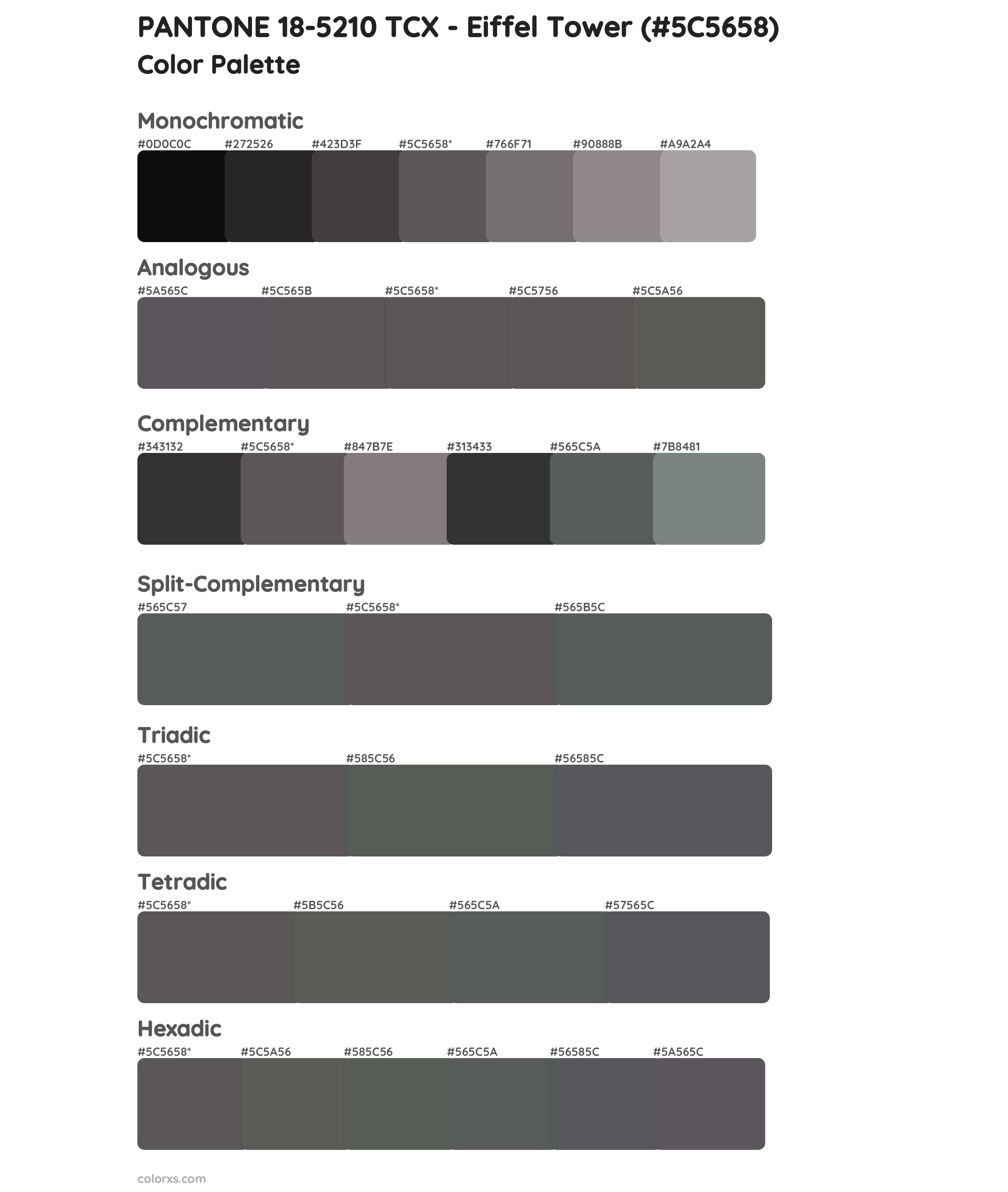 PANTONE 18-5210 TCX - Eiffel Tower Color Scheme Palettes