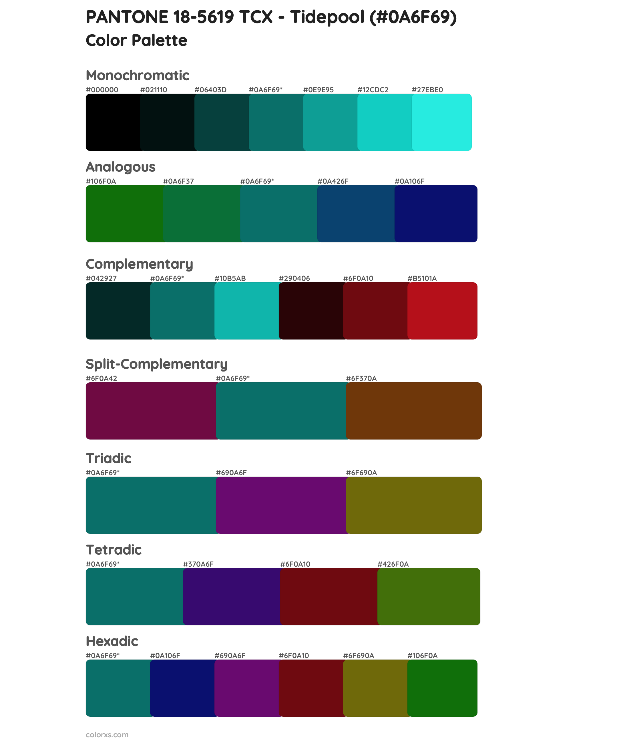 PANTONE 18-5619 TCX - Tidepool Color Scheme Palettes