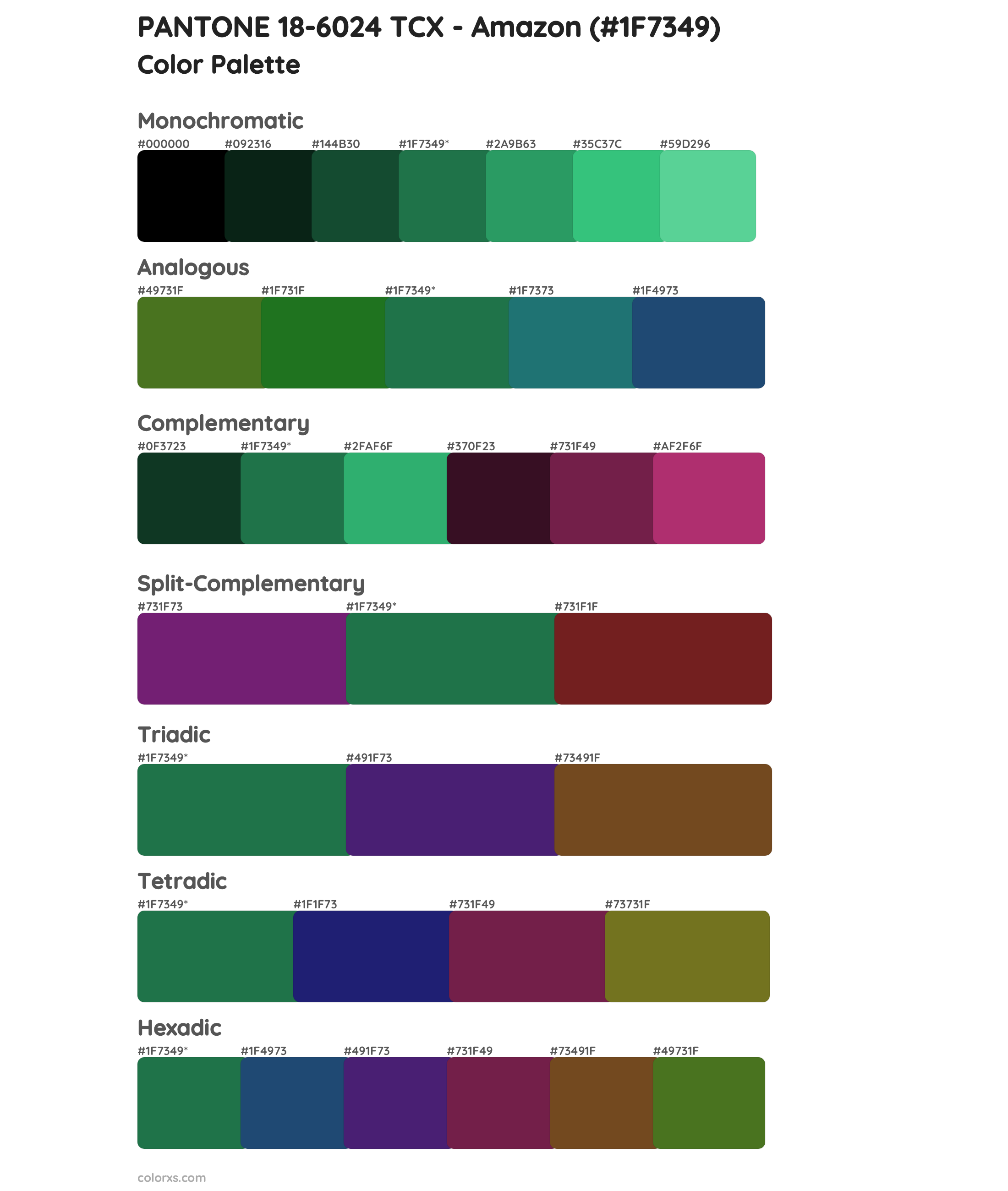 PANTONE 18-6024 TCX - Amazon Color Scheme Palettes