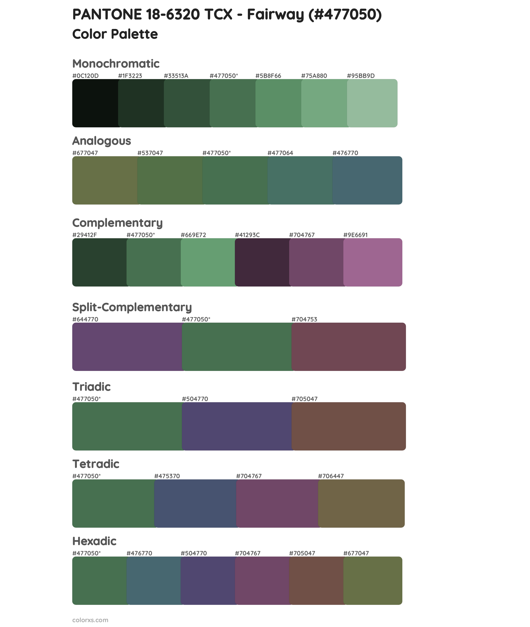 PANTONE 18-6320 TCX - Fairway Color Scheme Palettes