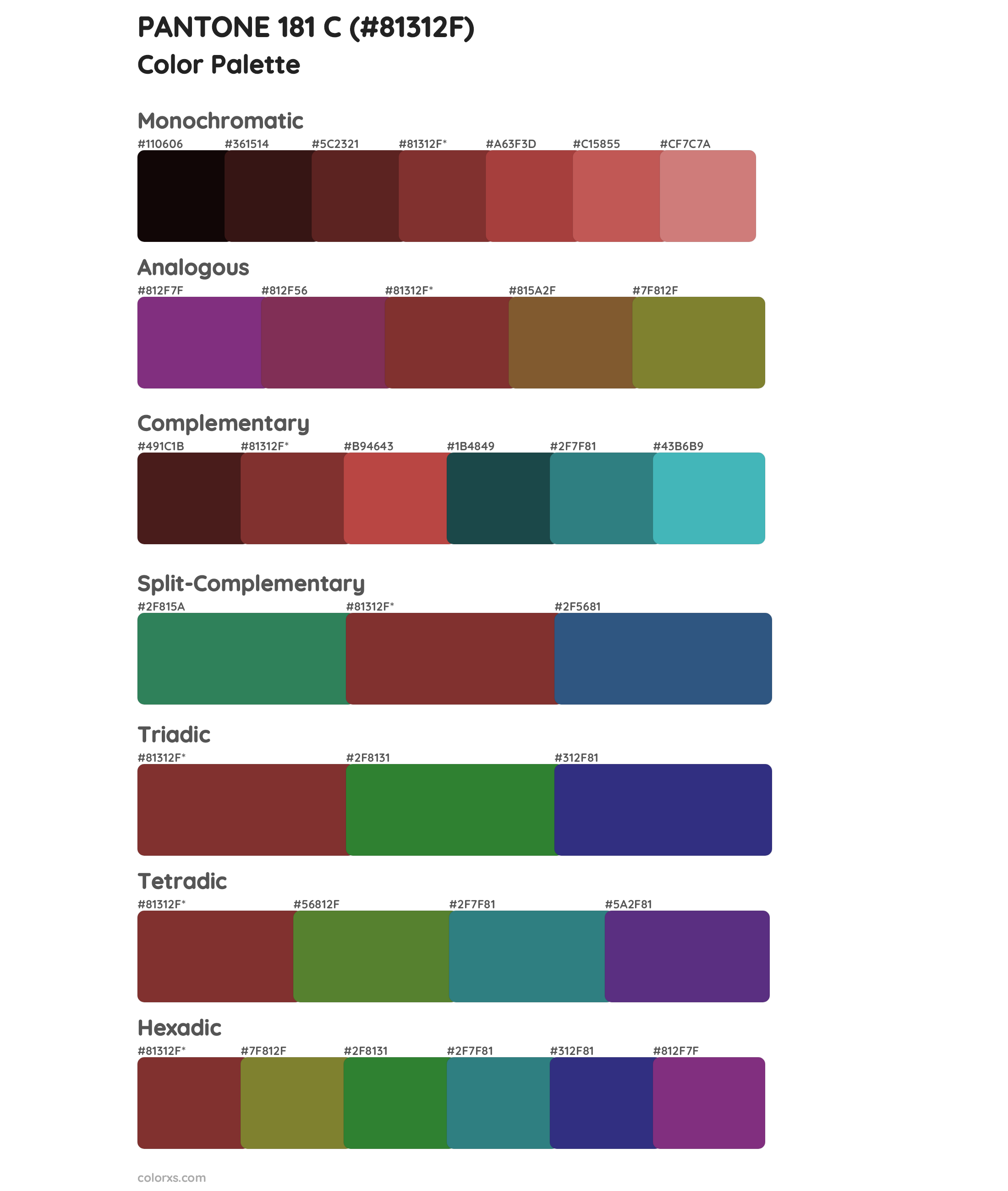 PANTONE 181 C Color Scheme Palettes