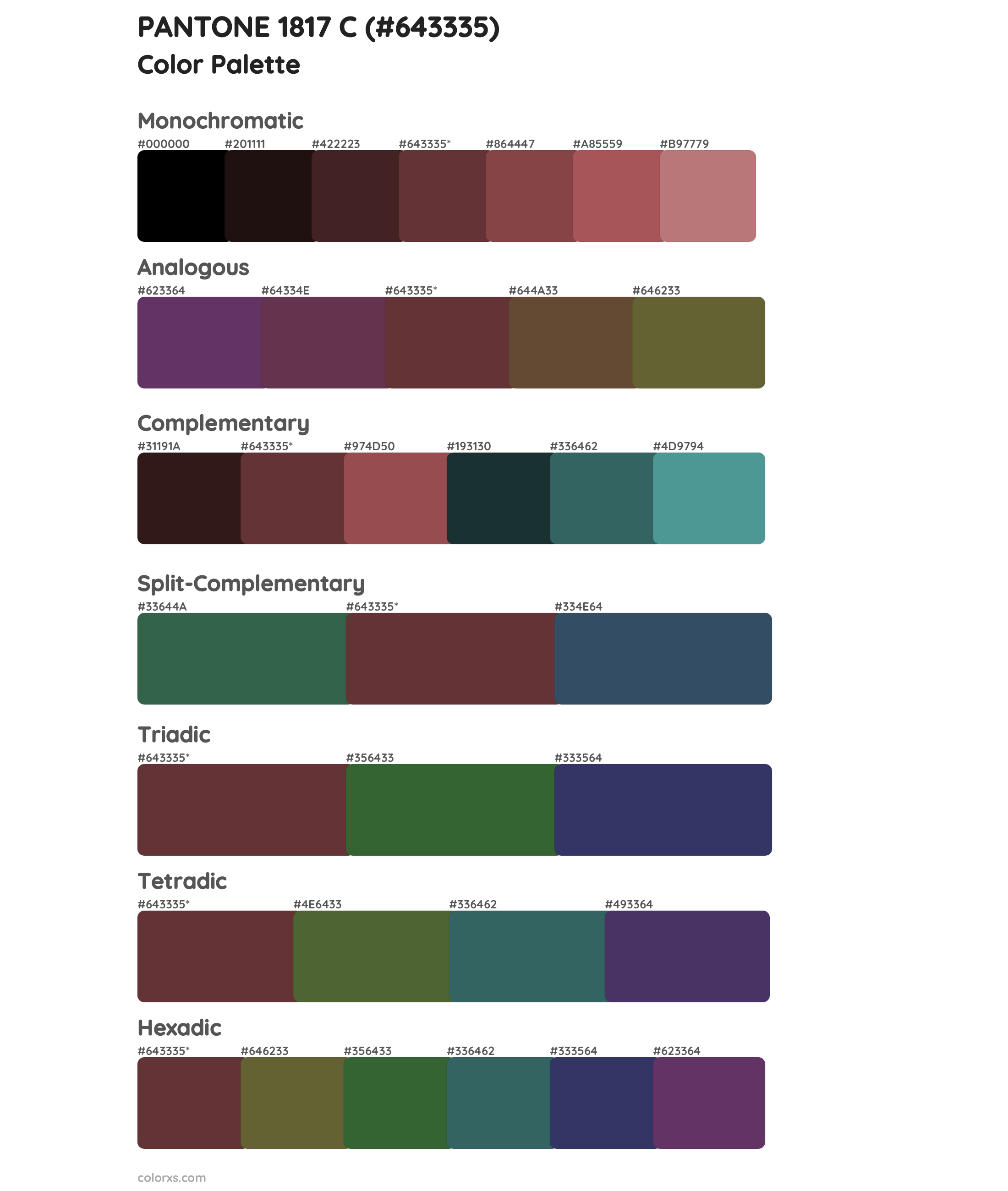 PANTONE 1817 C Color Scheme Palettes