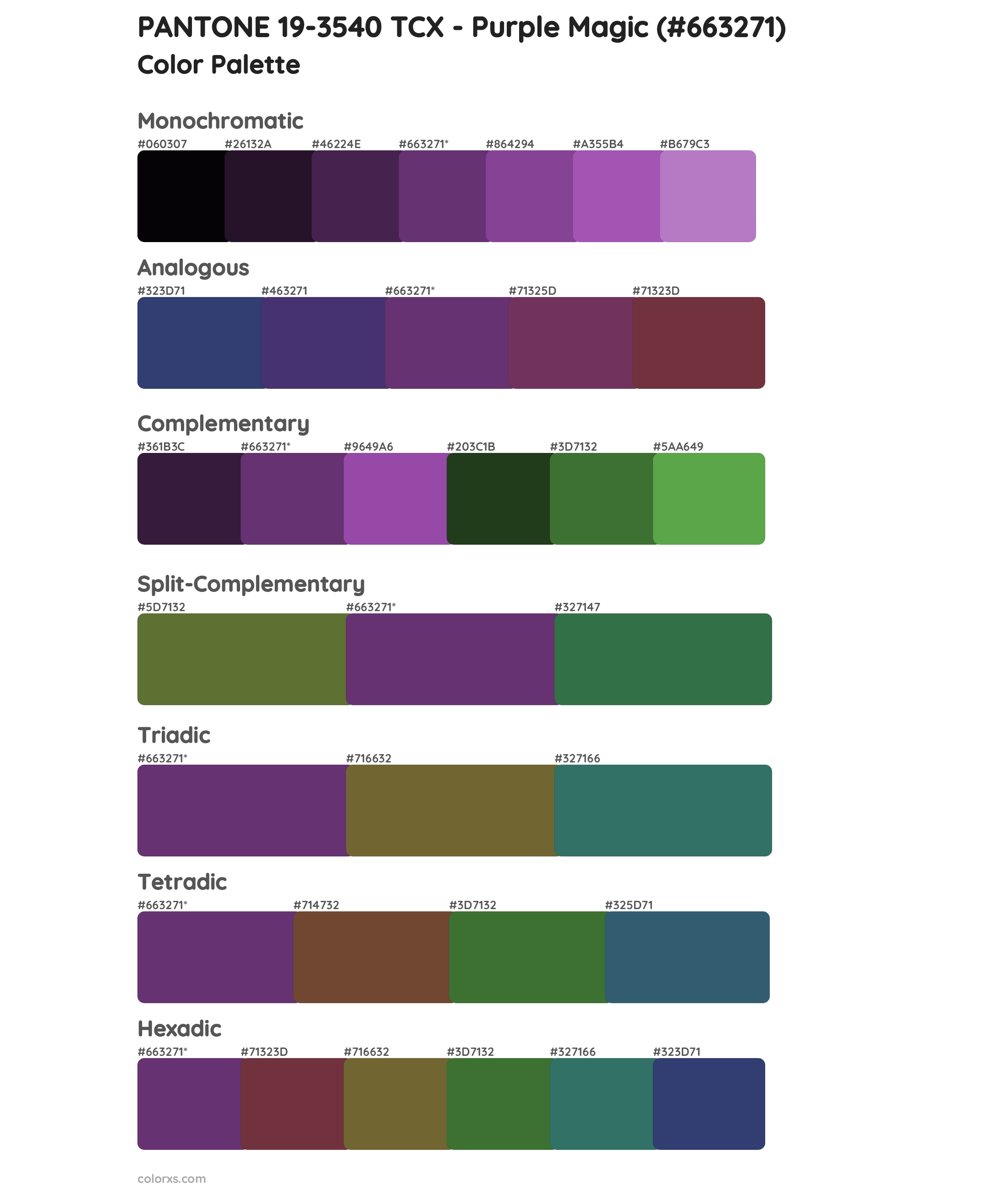 PANTONE 19-3540 TCX - Purple Magic Color Scheme Palettes