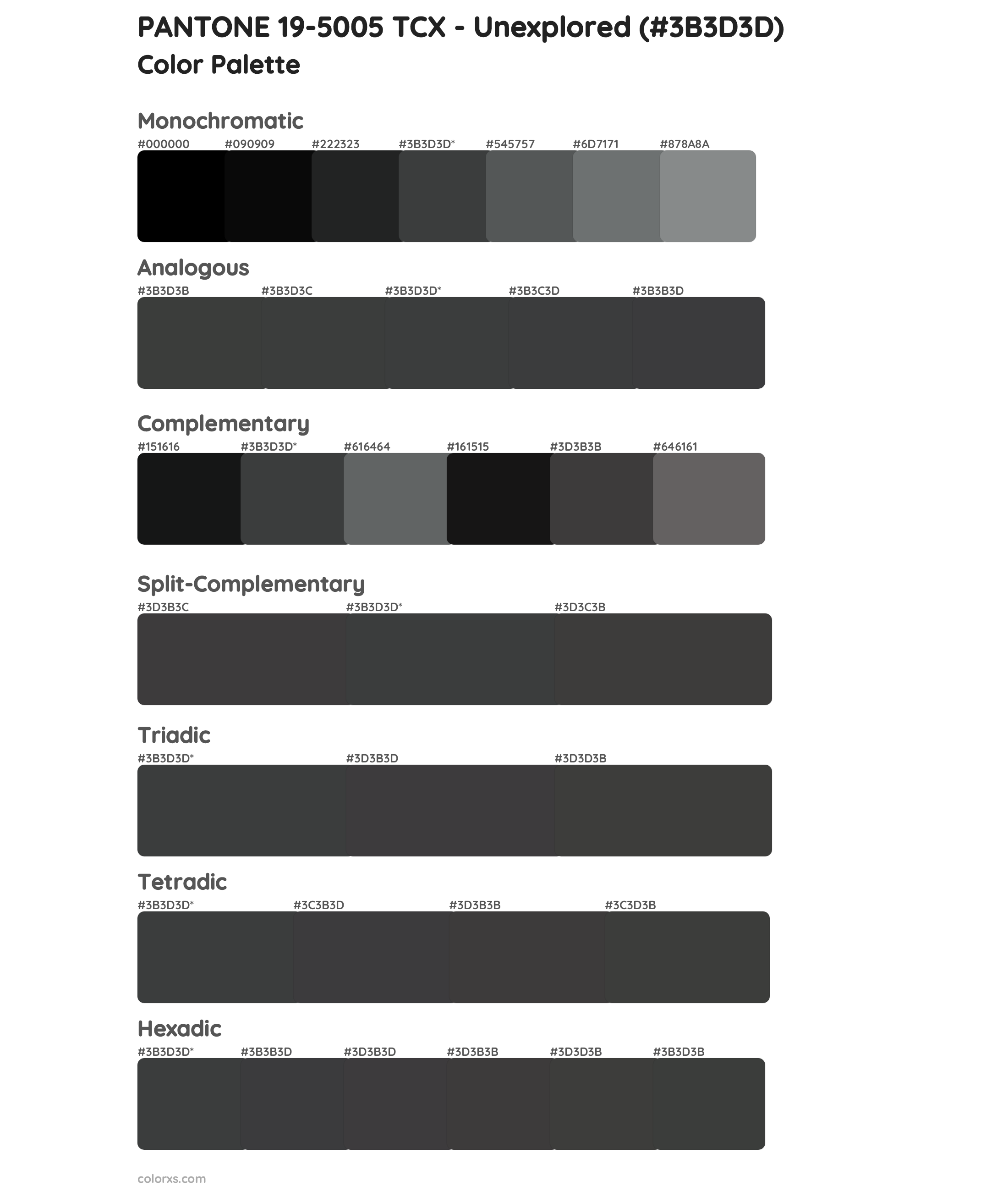 PANTONE 19-5005 TCX - Unexplored Color Scheme Palettes