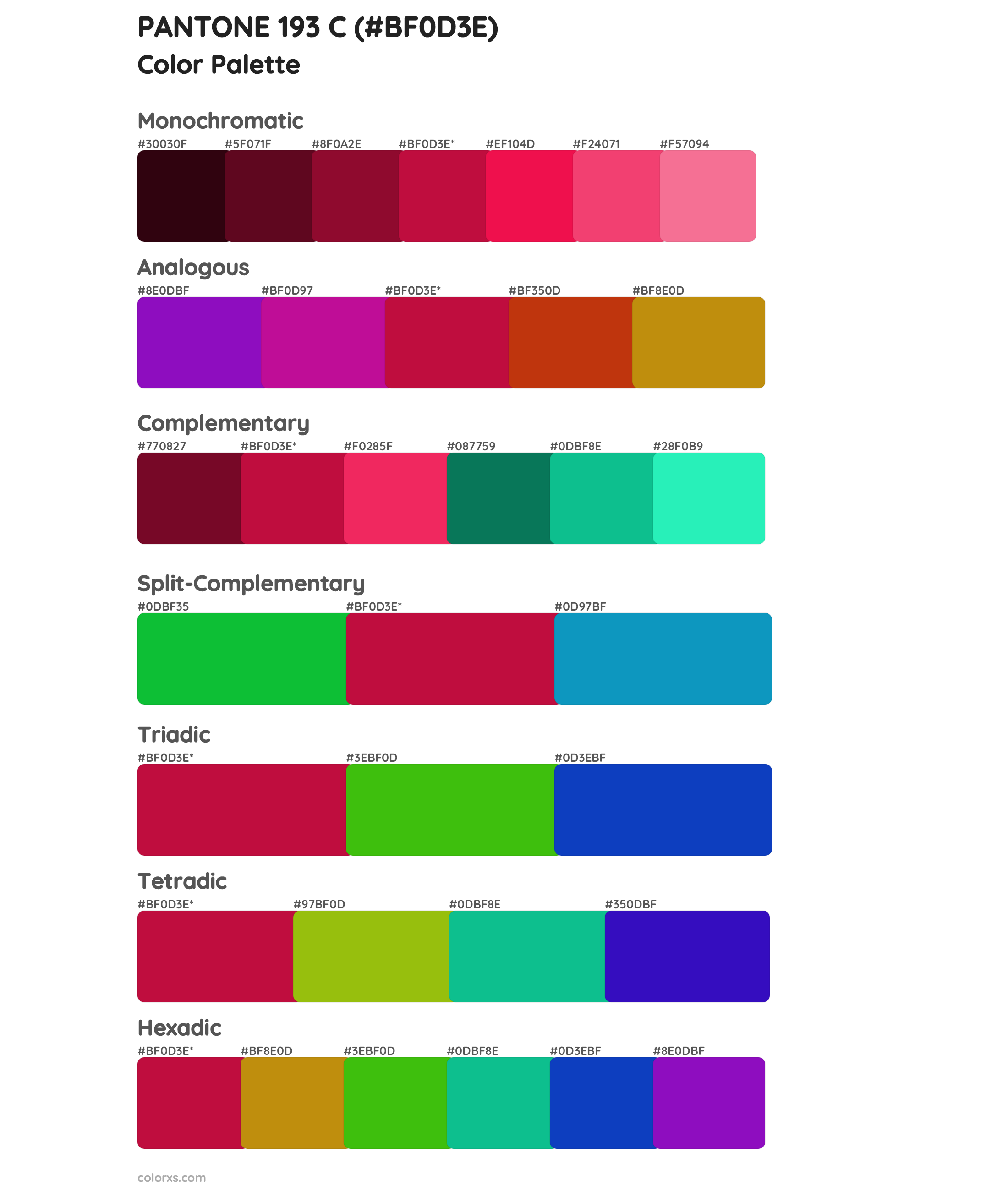 PANTONE 193 C Color Scheme Palettes