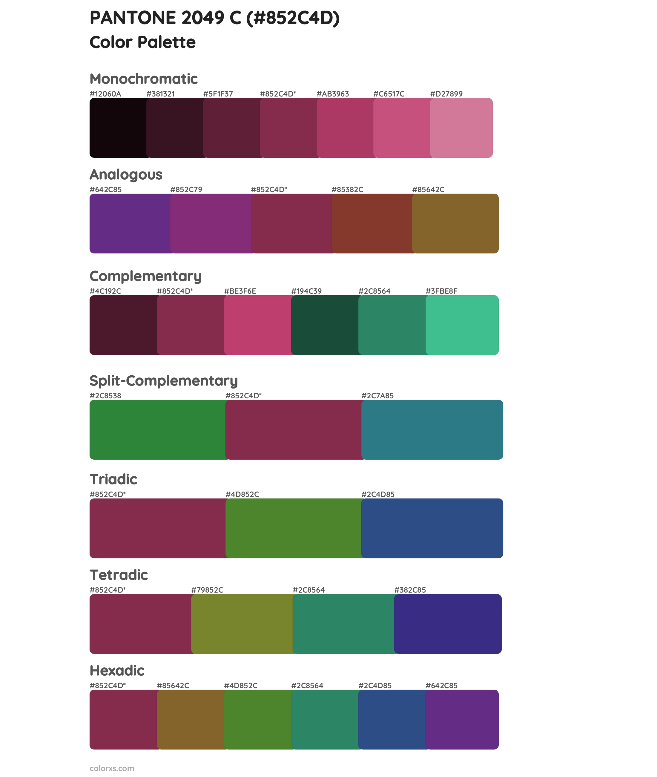 PANTONE 2049 C Color Scheme Palettes