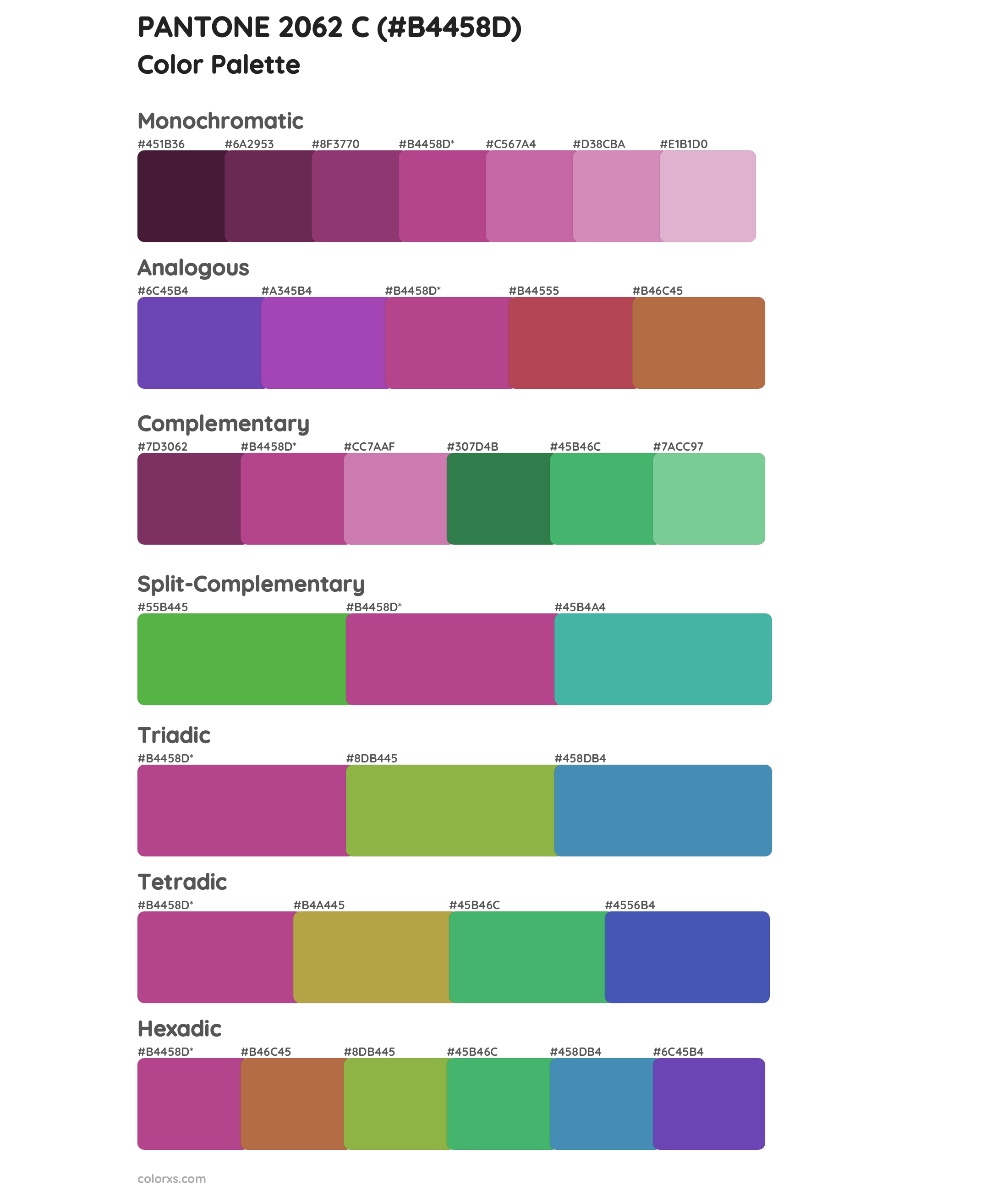 PANTONE 2062 C Color Scheme Palettes