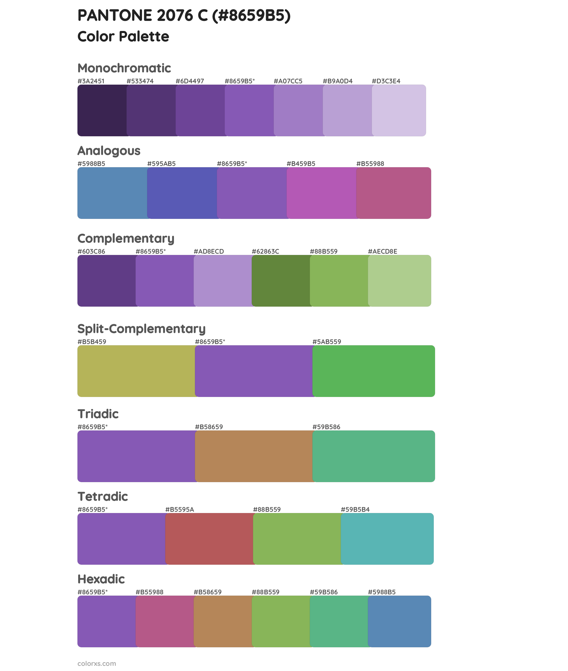 PANTONE 2076 C Color Scheme Palettes