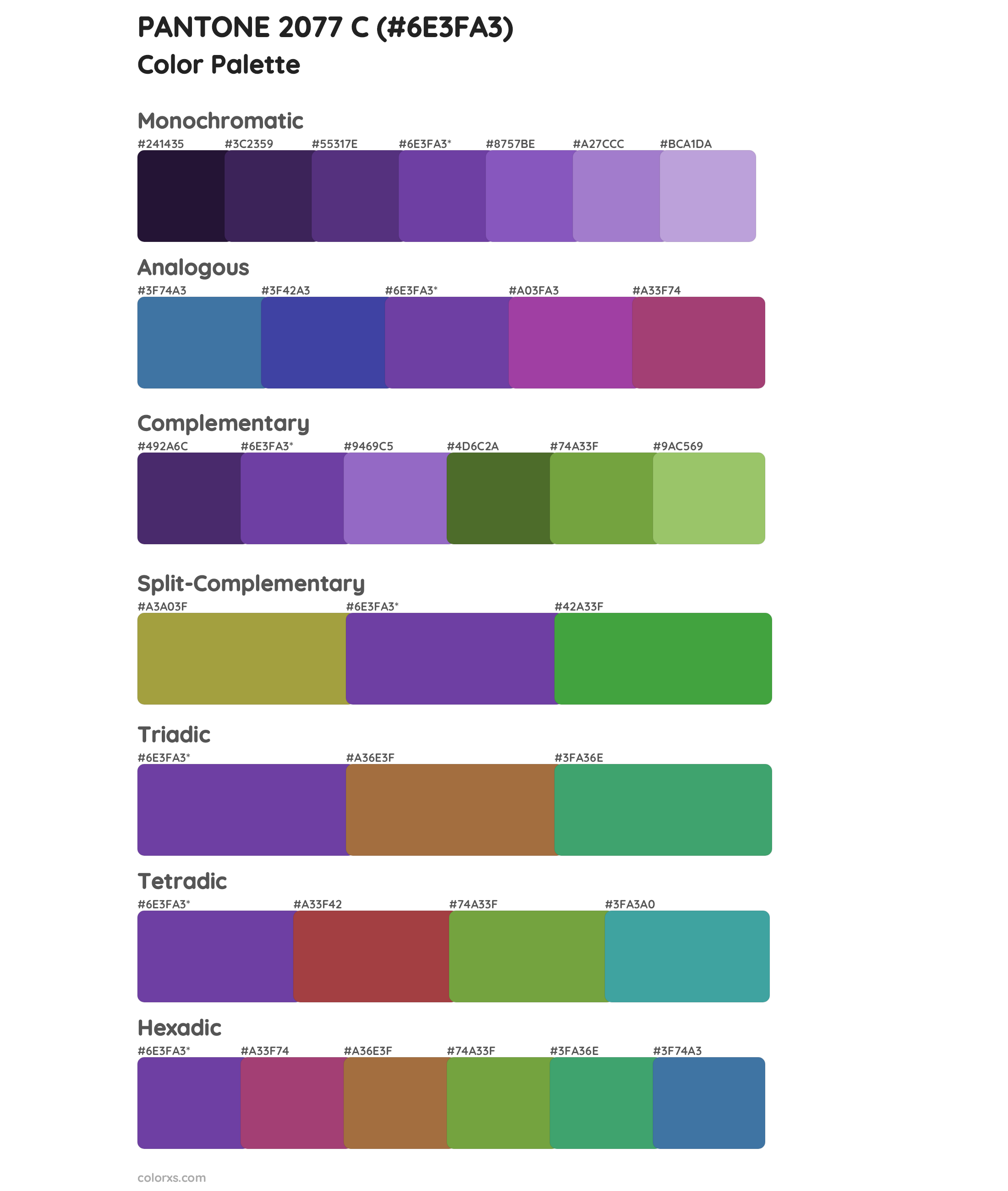 PANTONE 2077 C Color Scheme Palettes