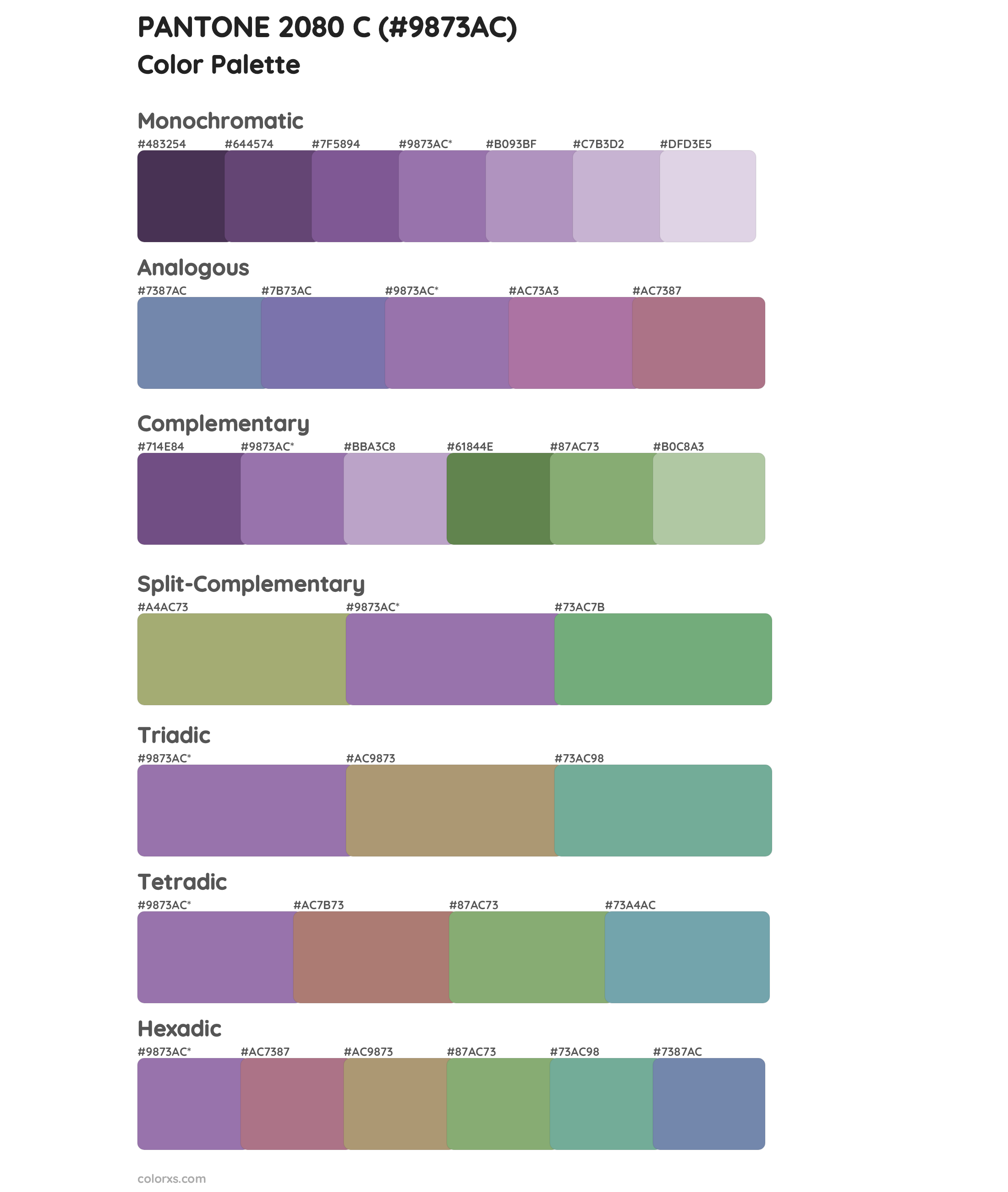 PANTONE 2080 C Color Scheme Palettes