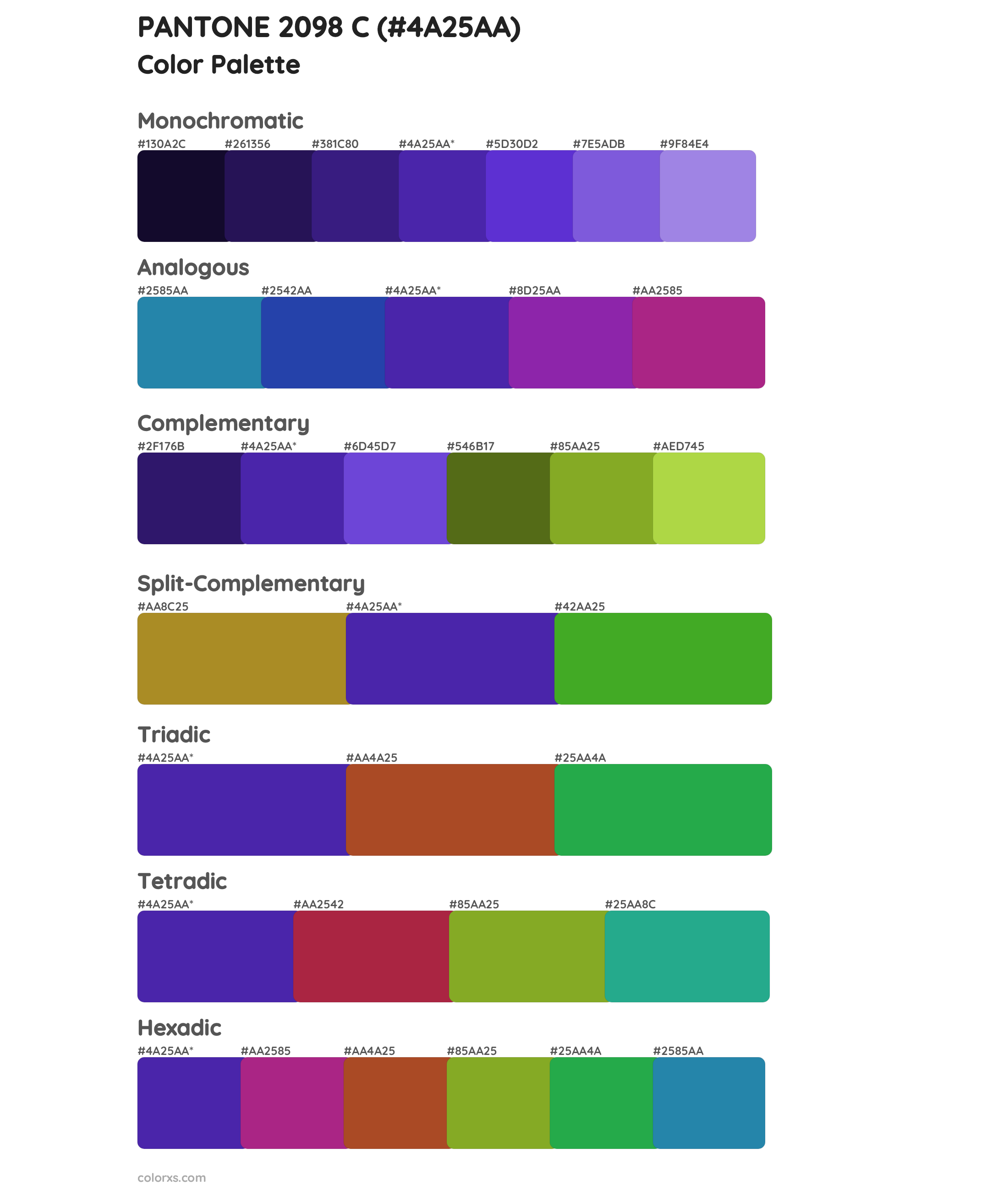 PANTONE 2098 C Color Scheme Palettes