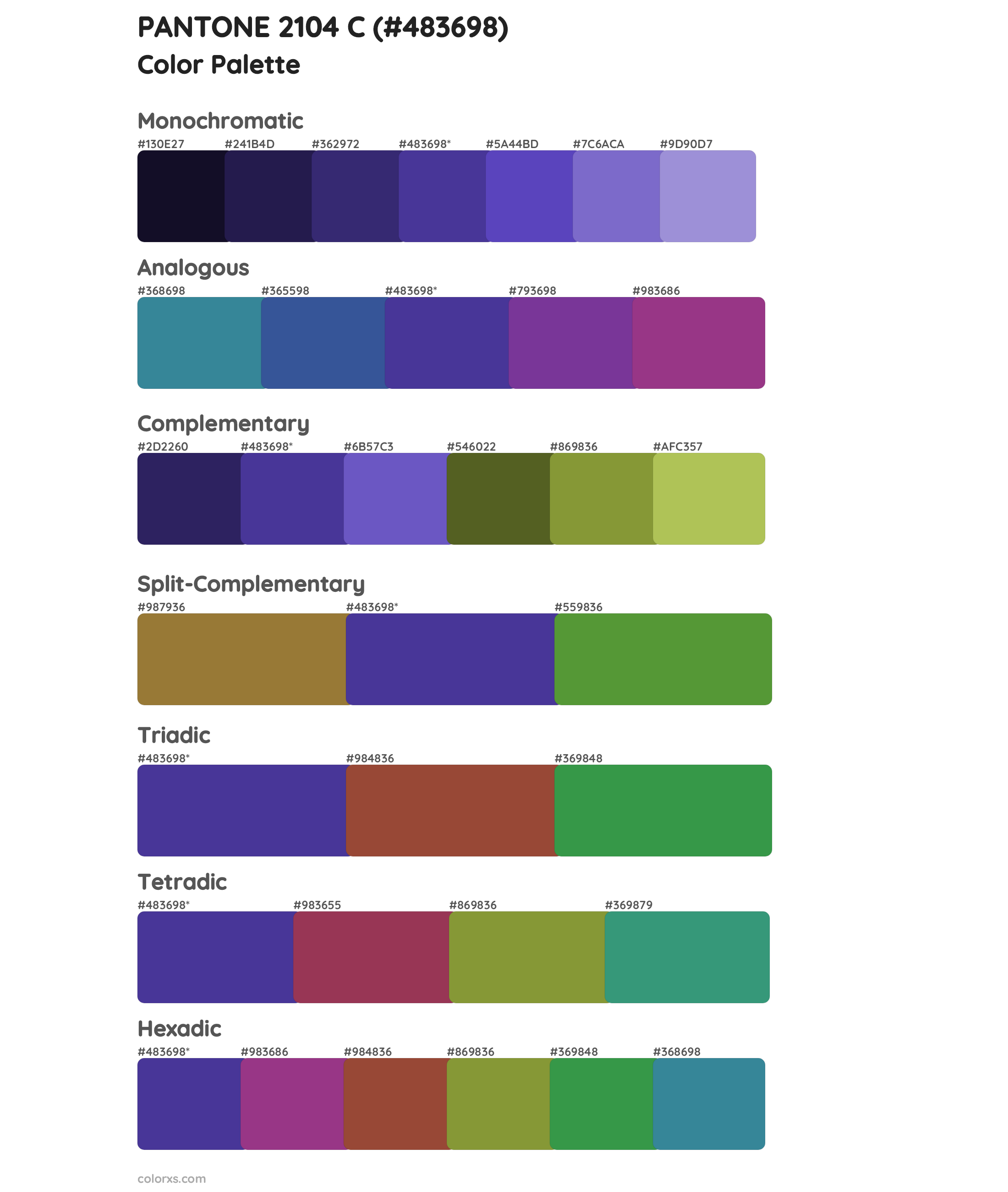 PANTONE 2104 C Color Scheme Palettes