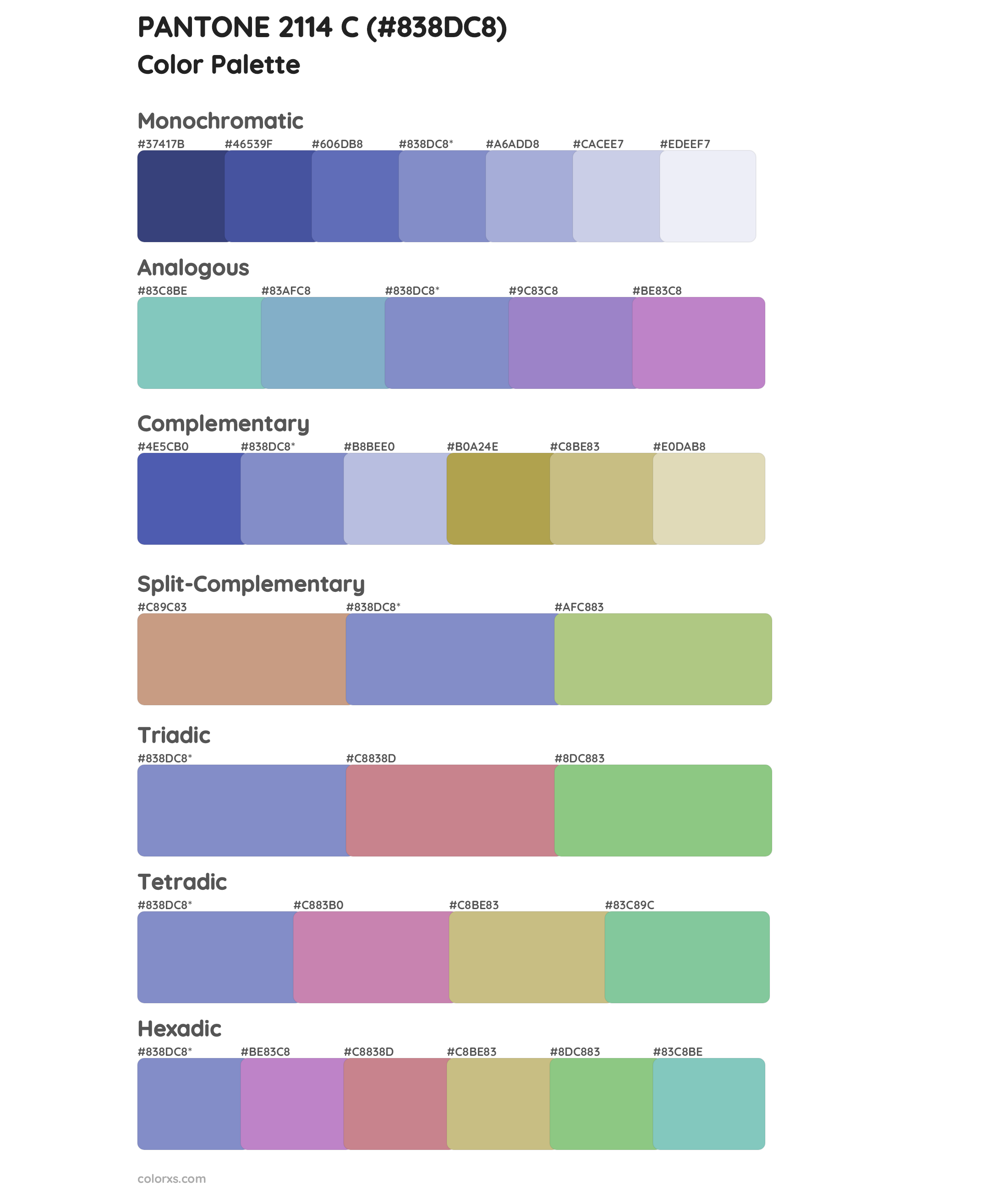 PANTONE 2114 C Color Scheme Palettes