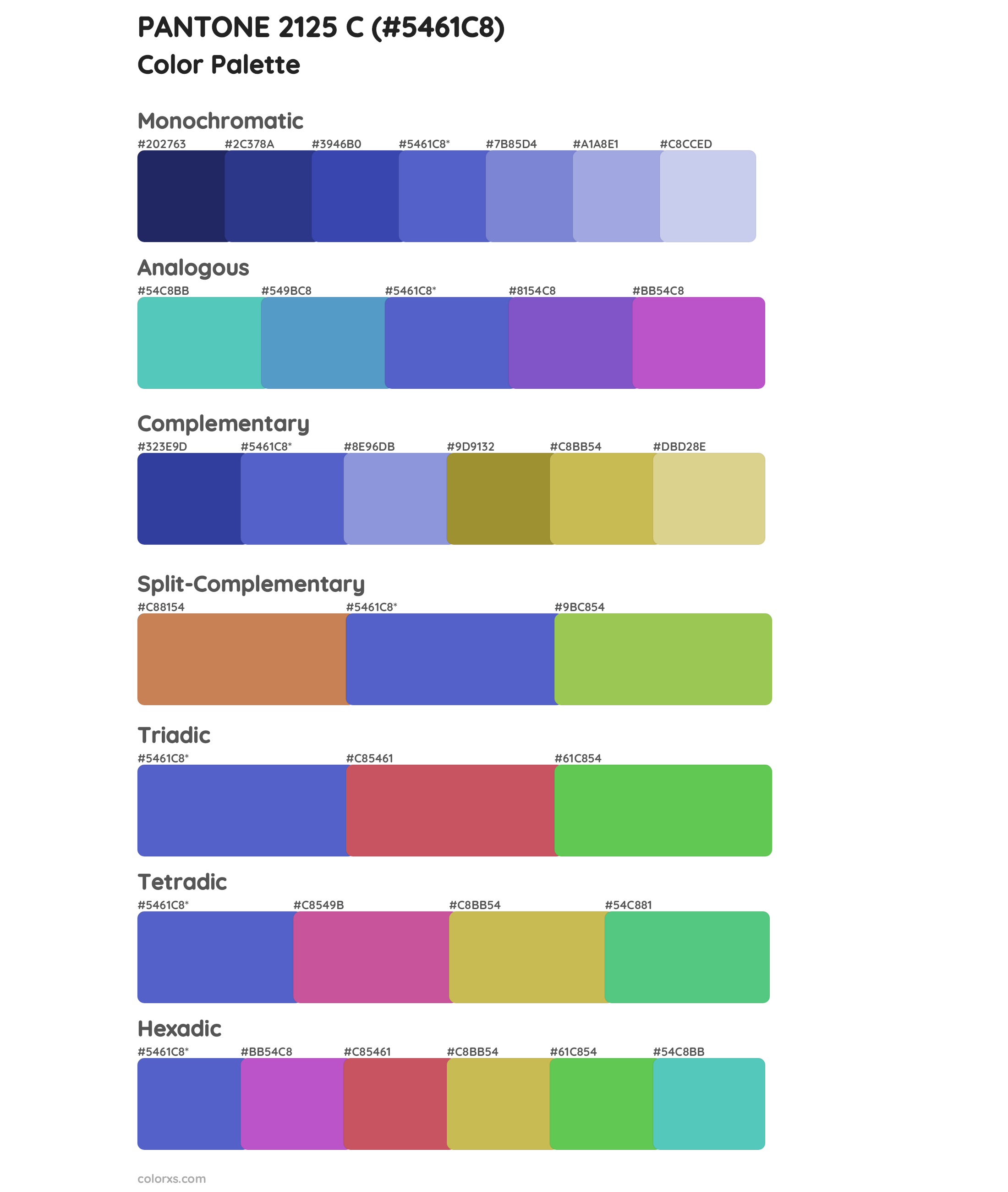 PANTONE 2125 C Color Scheme Palettes