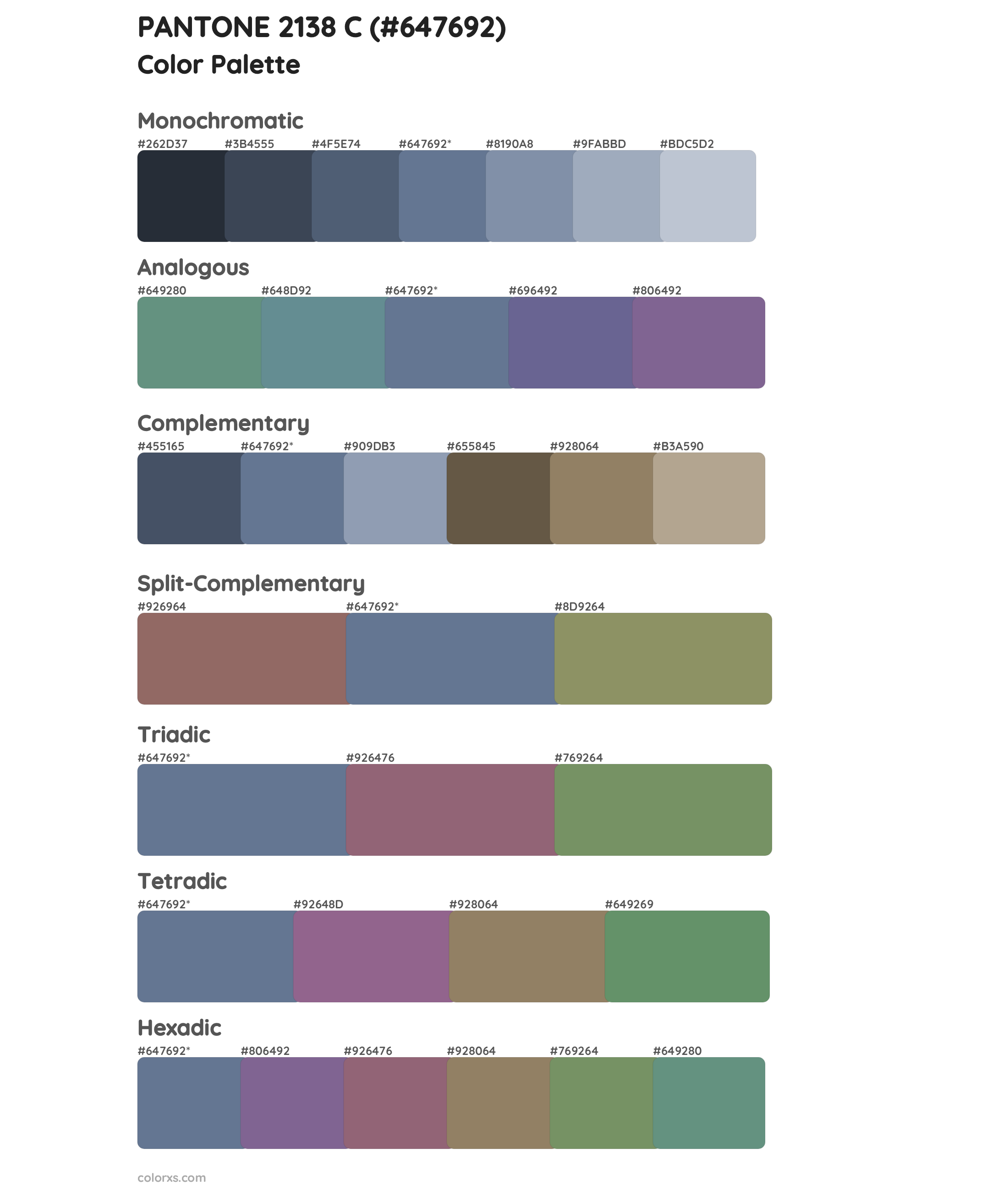 PANTONE 2138 C Color Scheme Palettes