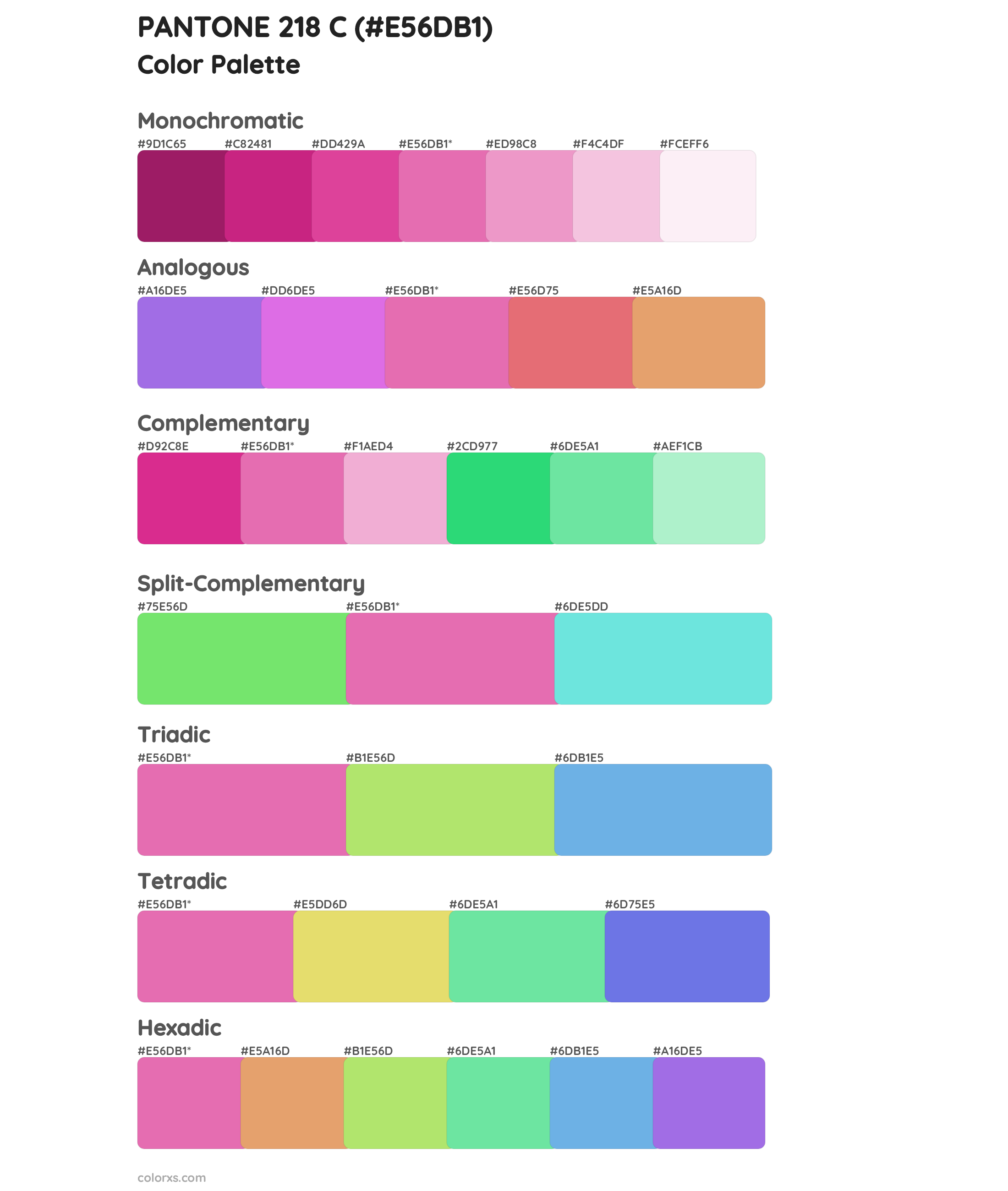 PANTONE 218 C Color Scheme Palettes