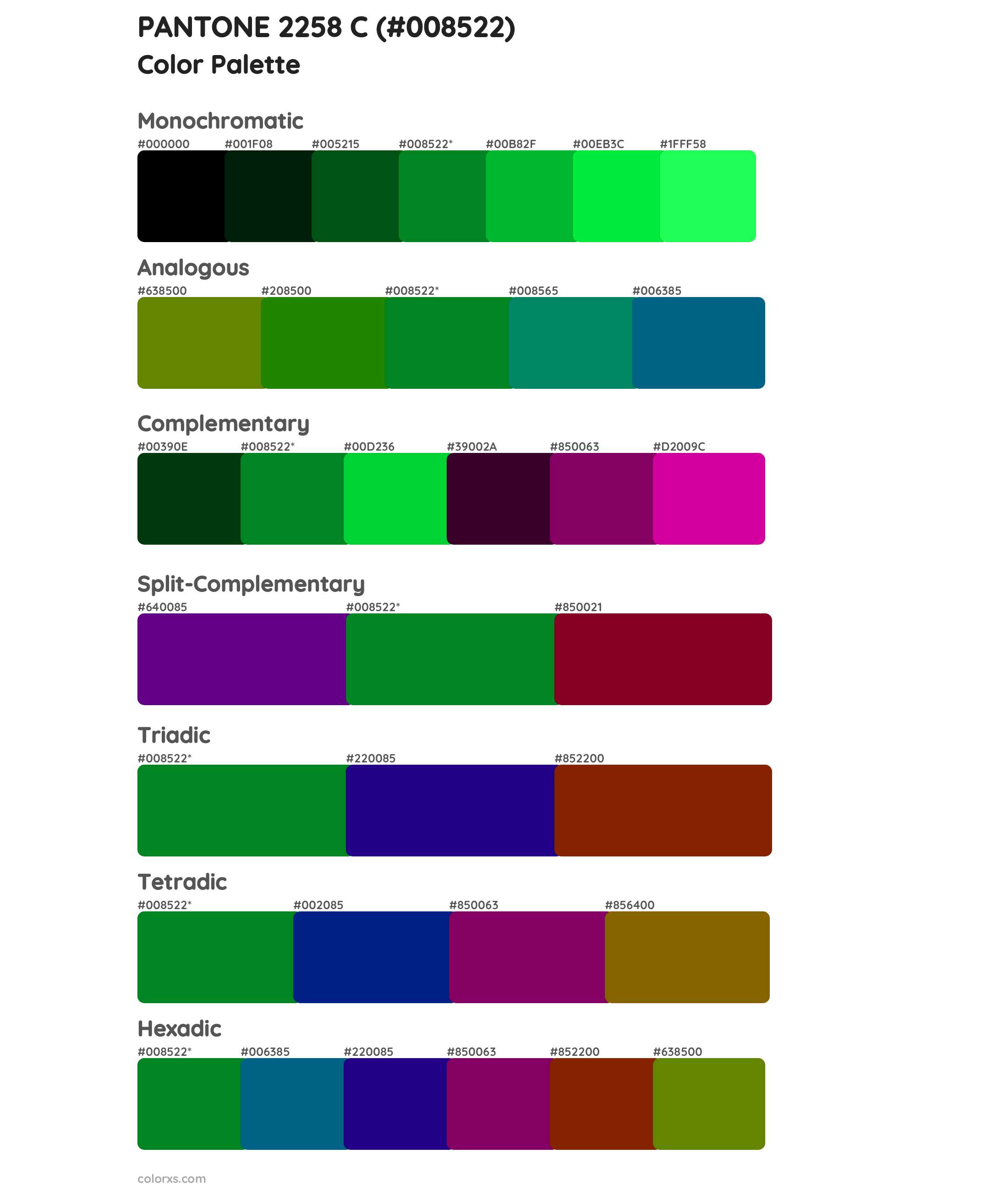 PANTONE 2258 C Color Scheme Palettes