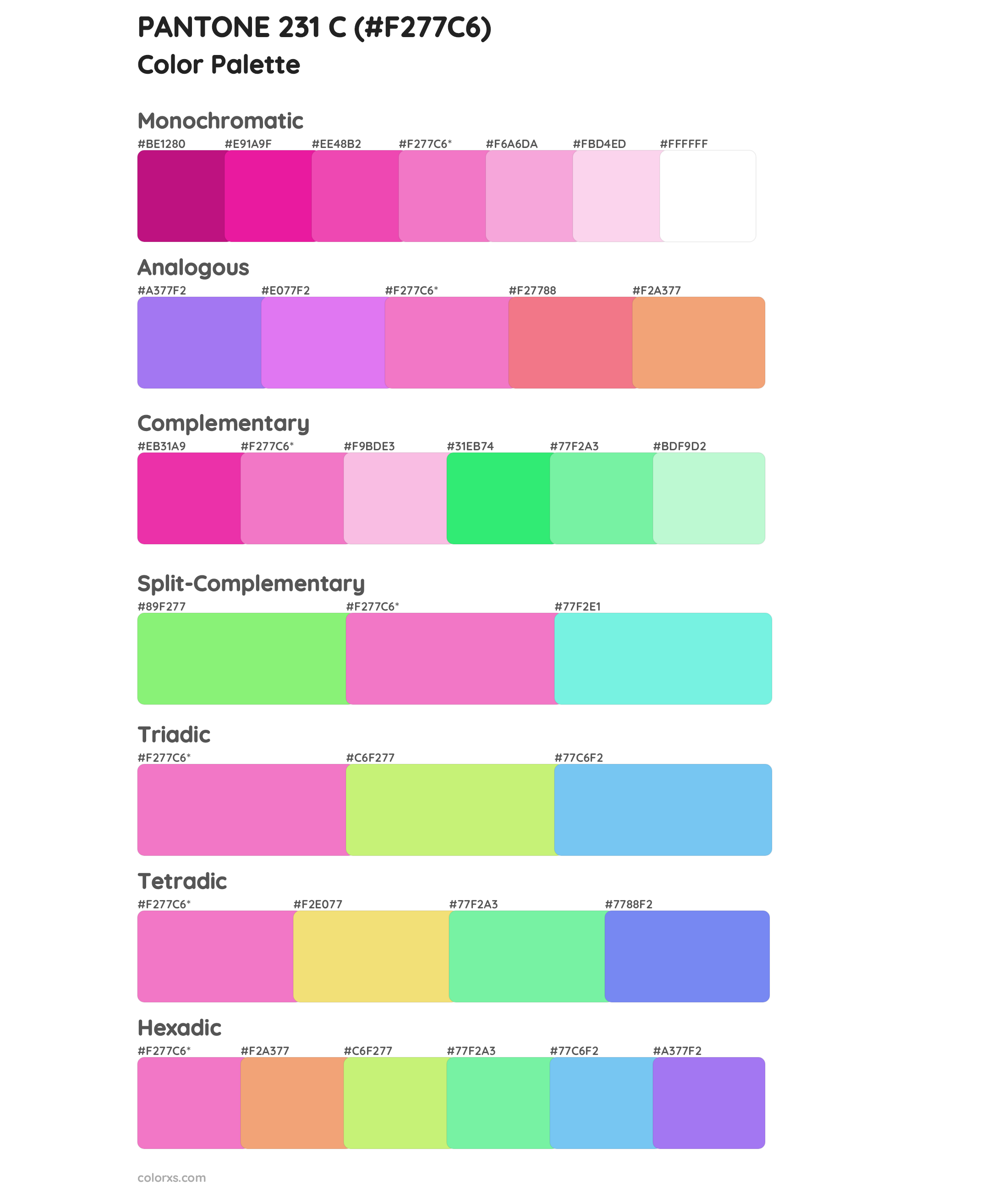 PANTONE 231 C Color Scheme Palettes