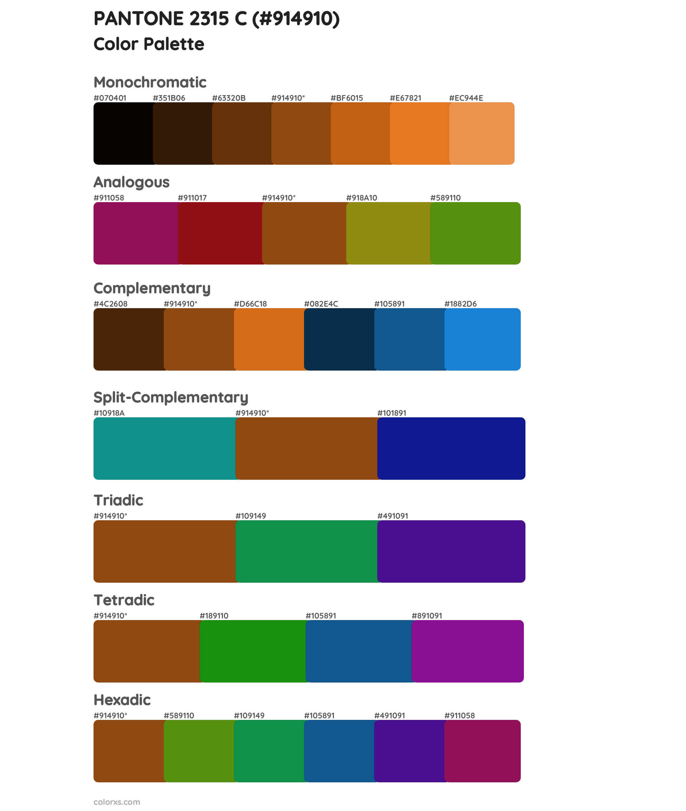 PANTONE 2315 C Color Scheme Palettes