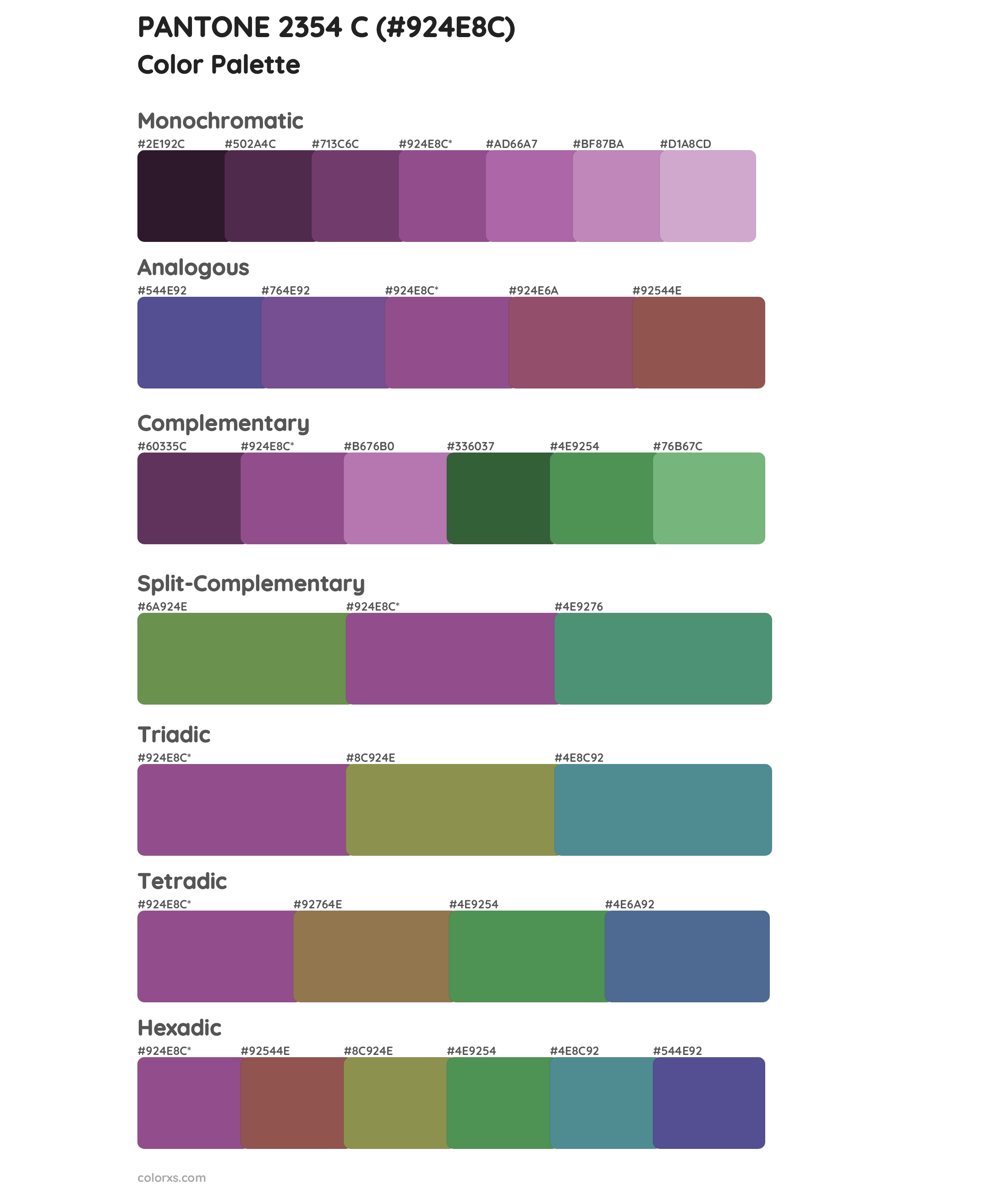 PANTONE 2354 C Color Scheme Palettes