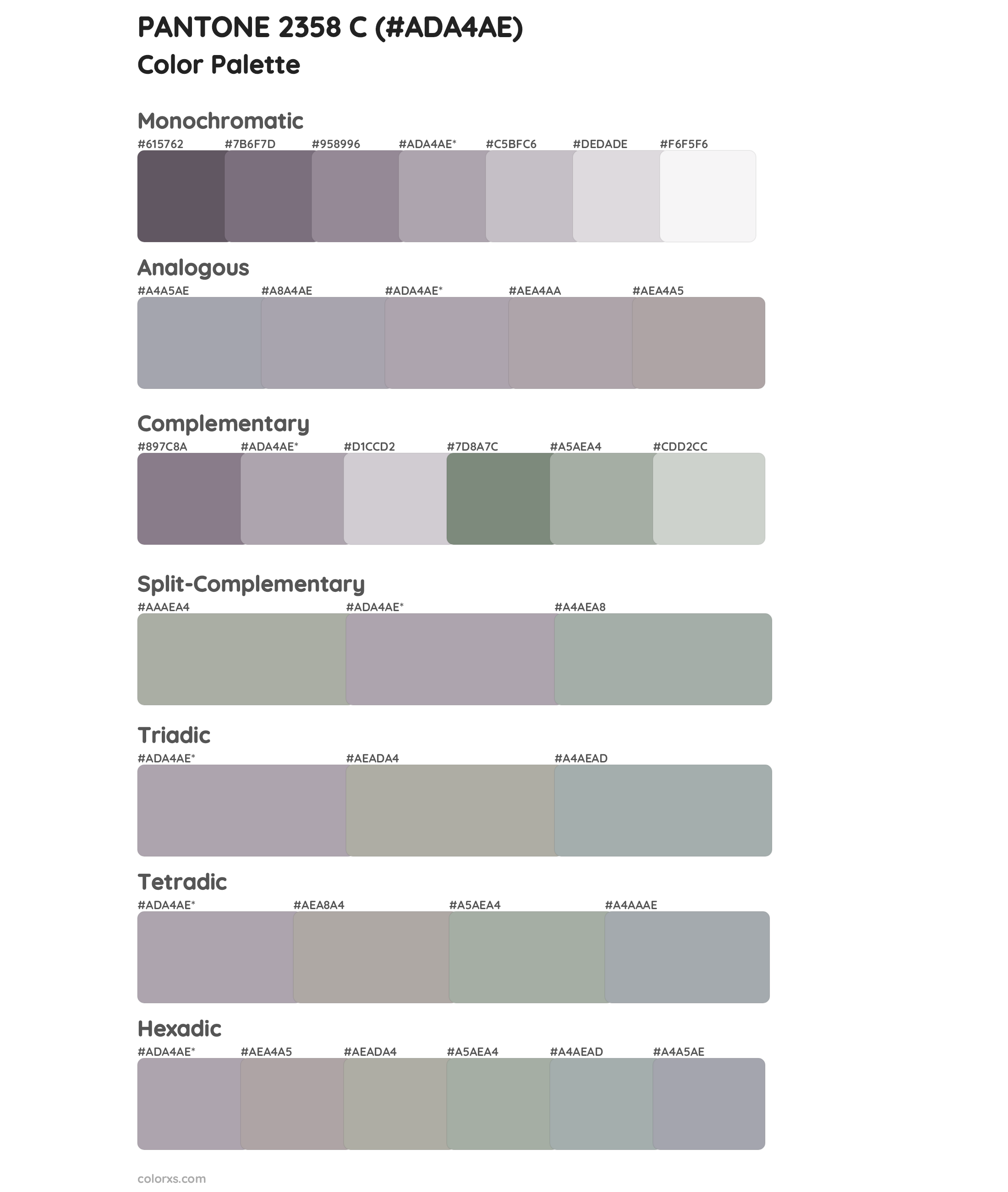 PANTONE 2358 C Color Scheme Palettes