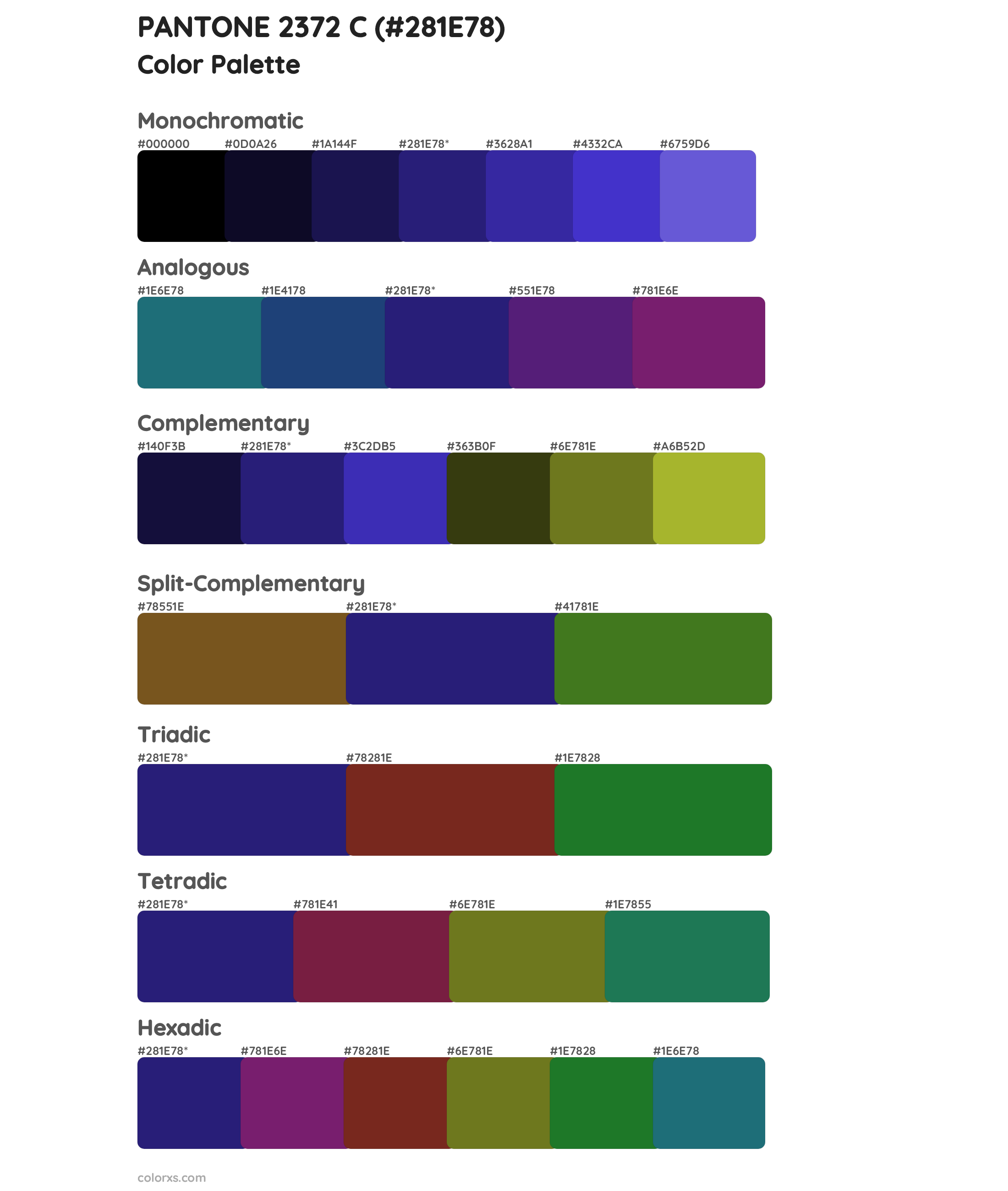 PANTONE 2372 C Color Scheme Palettes