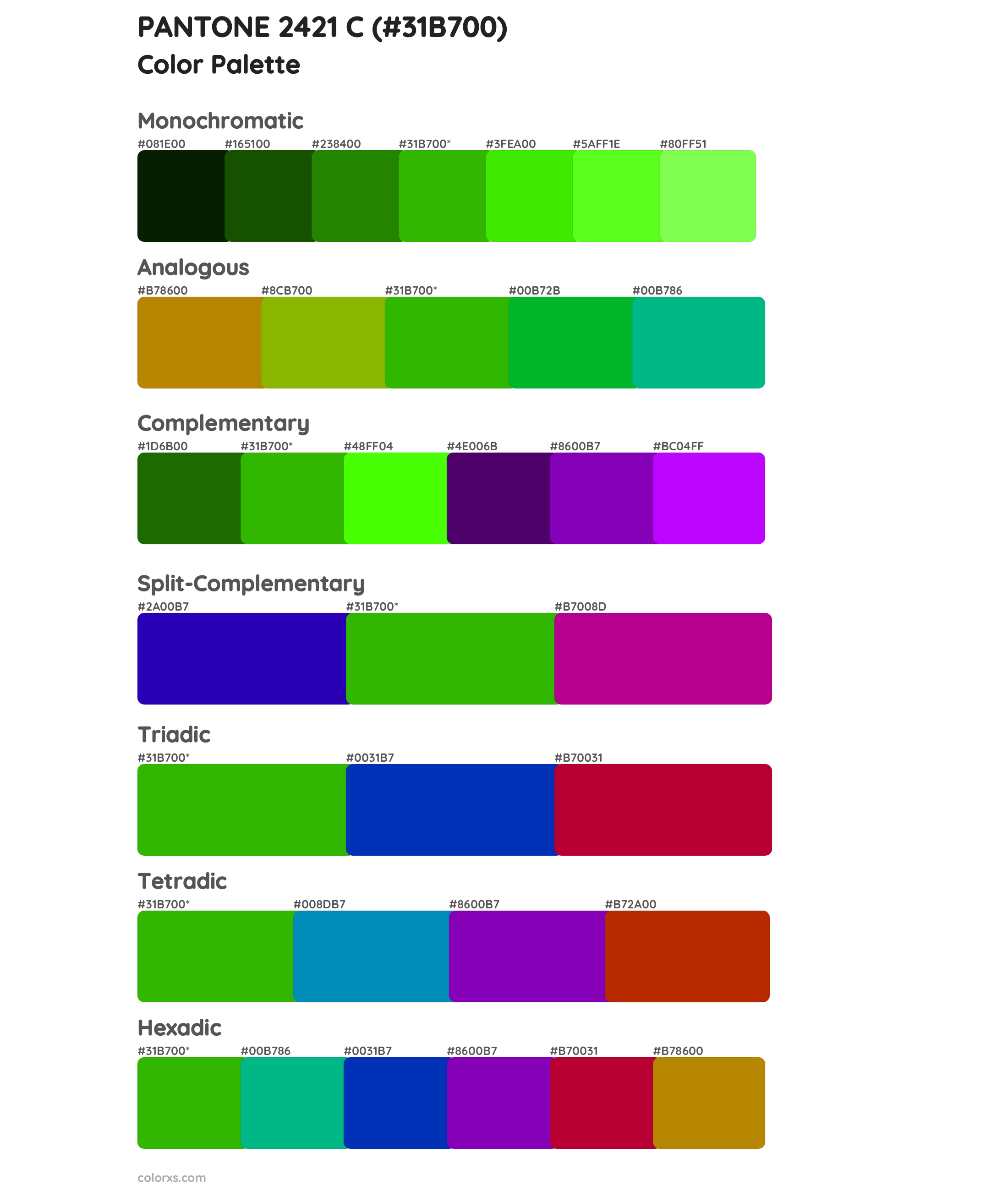 PANTONE 2421 C Color Scheme Palettes