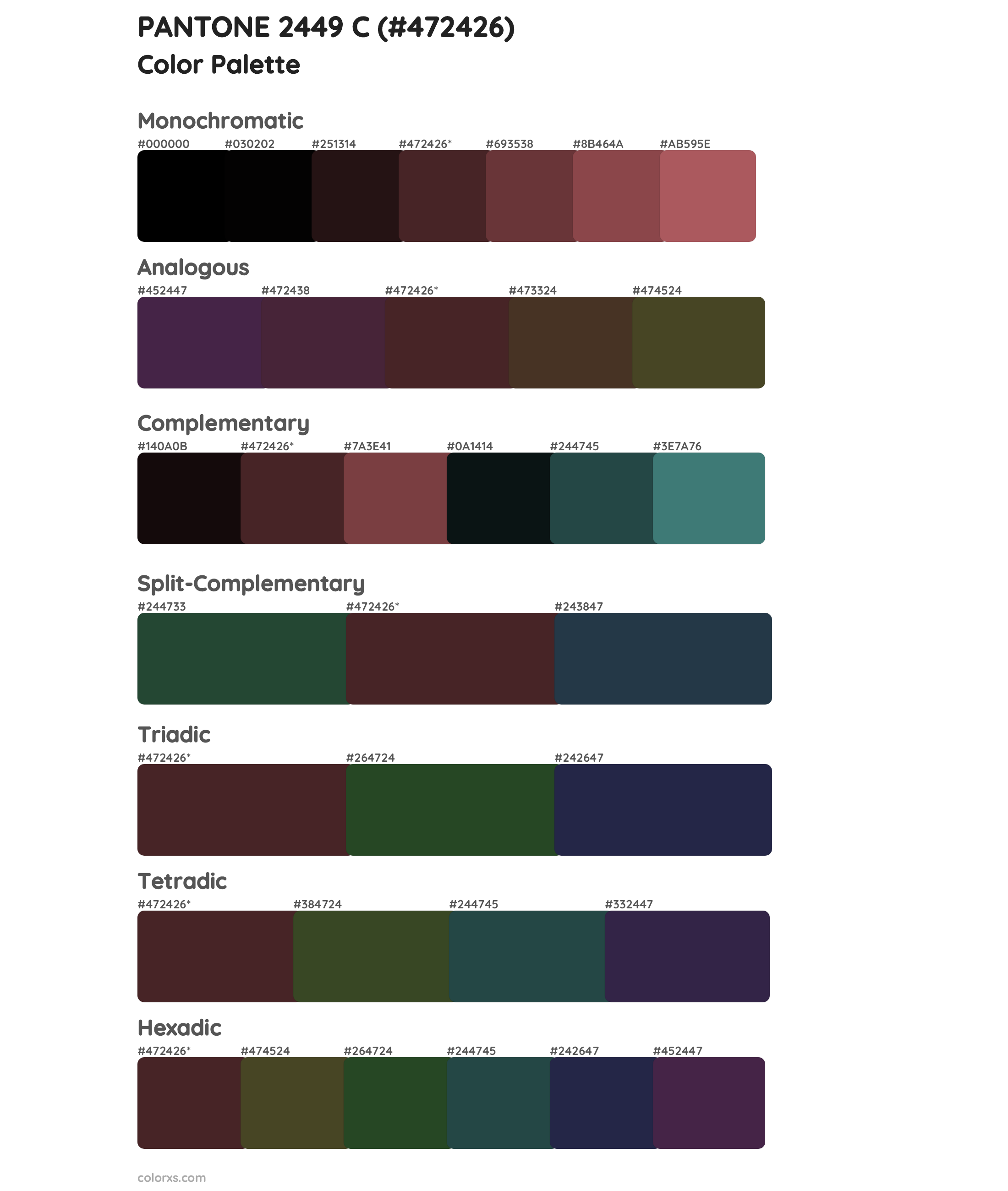 PANTONE 2449 C Color Scheme Palettes