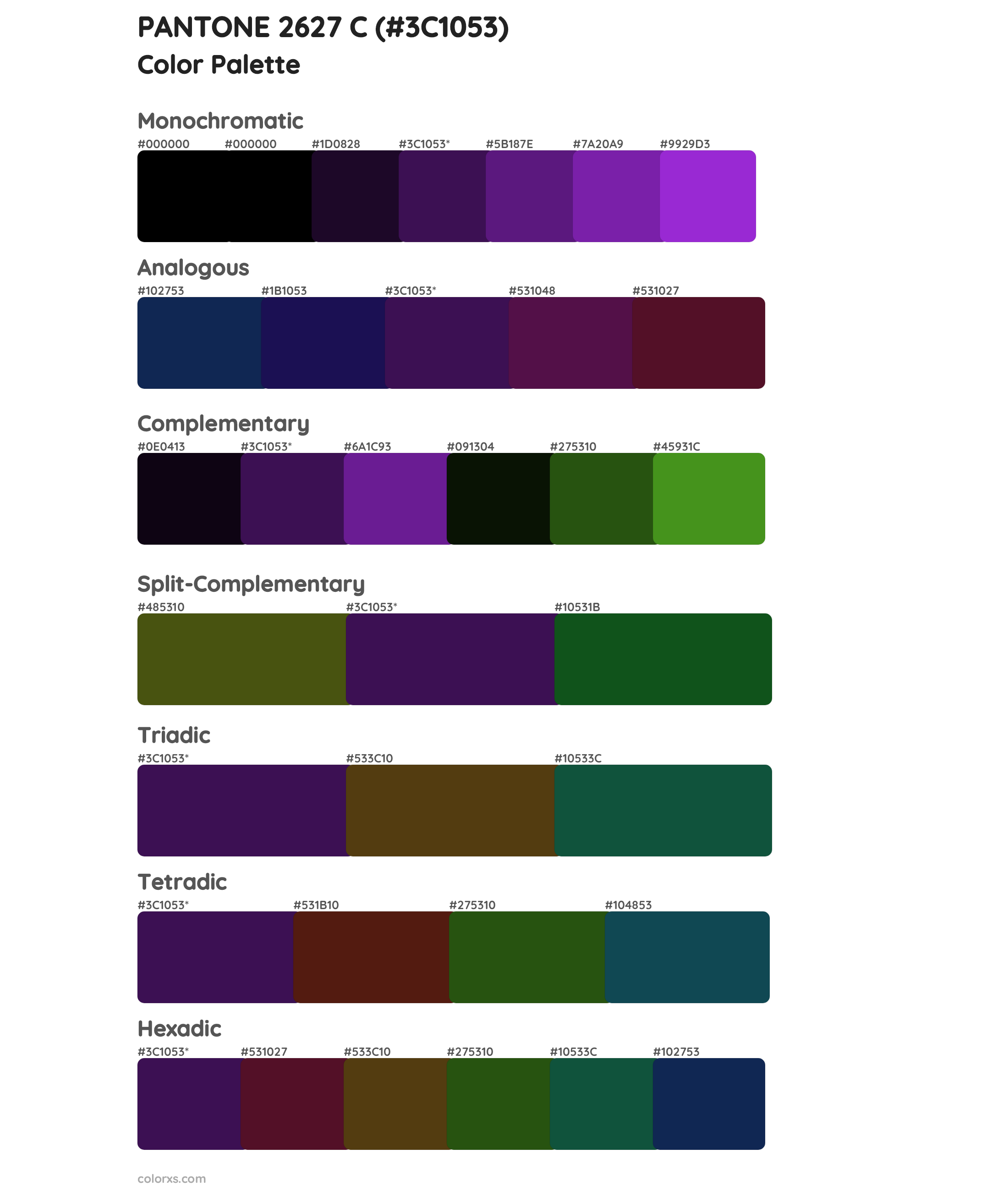 PANTONE 2627 C Color Scheme Palettes