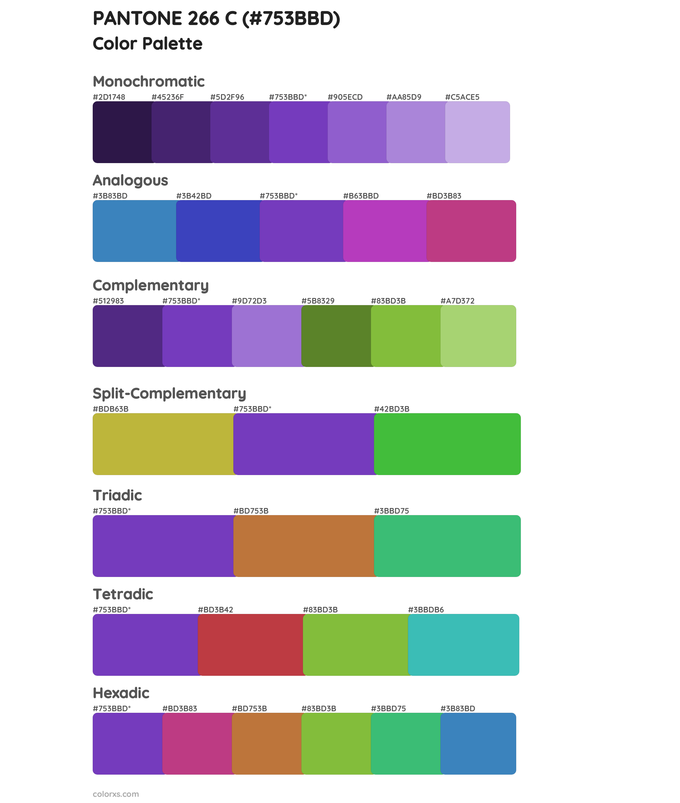 PANTONE 266 C Color Scheme Palettes