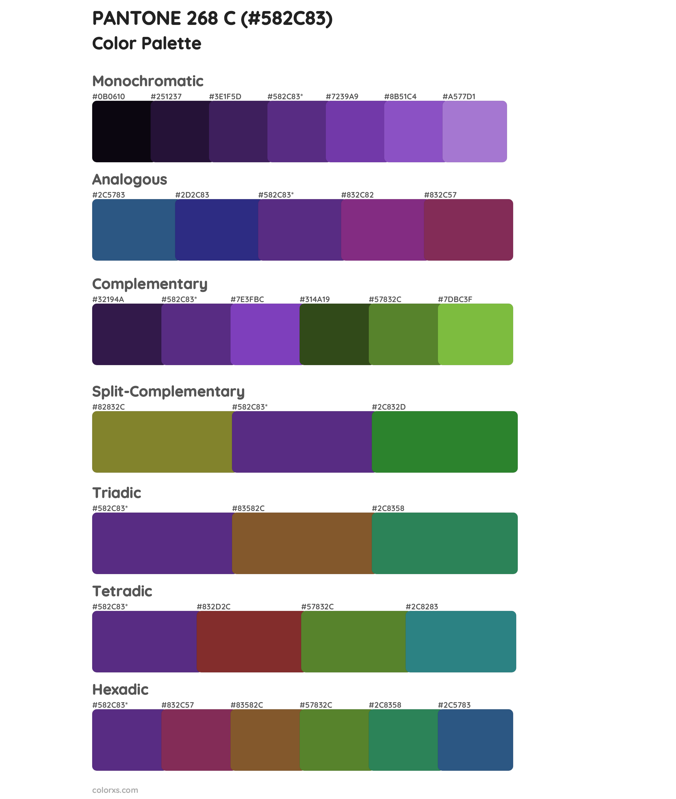 PANTONE 268 C Color Scheme Palettes