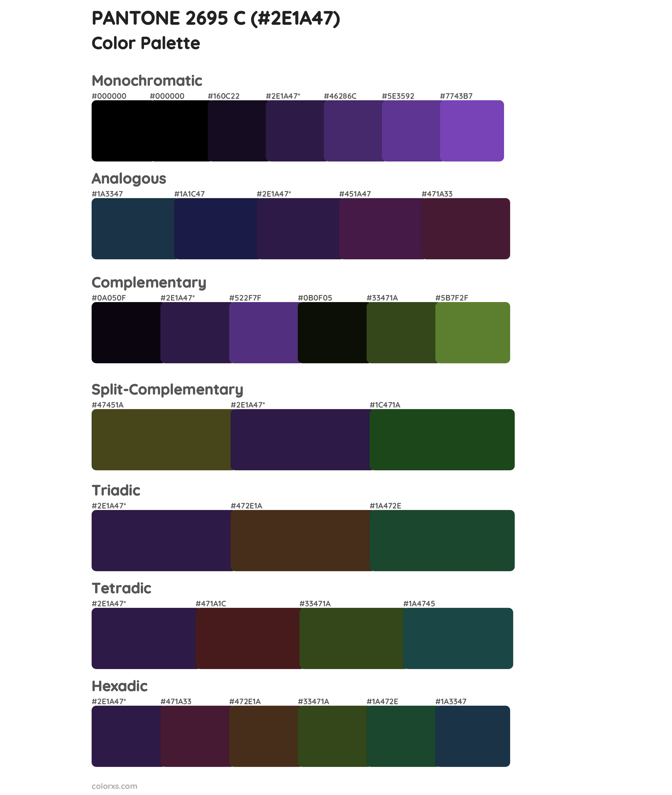 PANTONE 2695 C Color Scheme Palettes