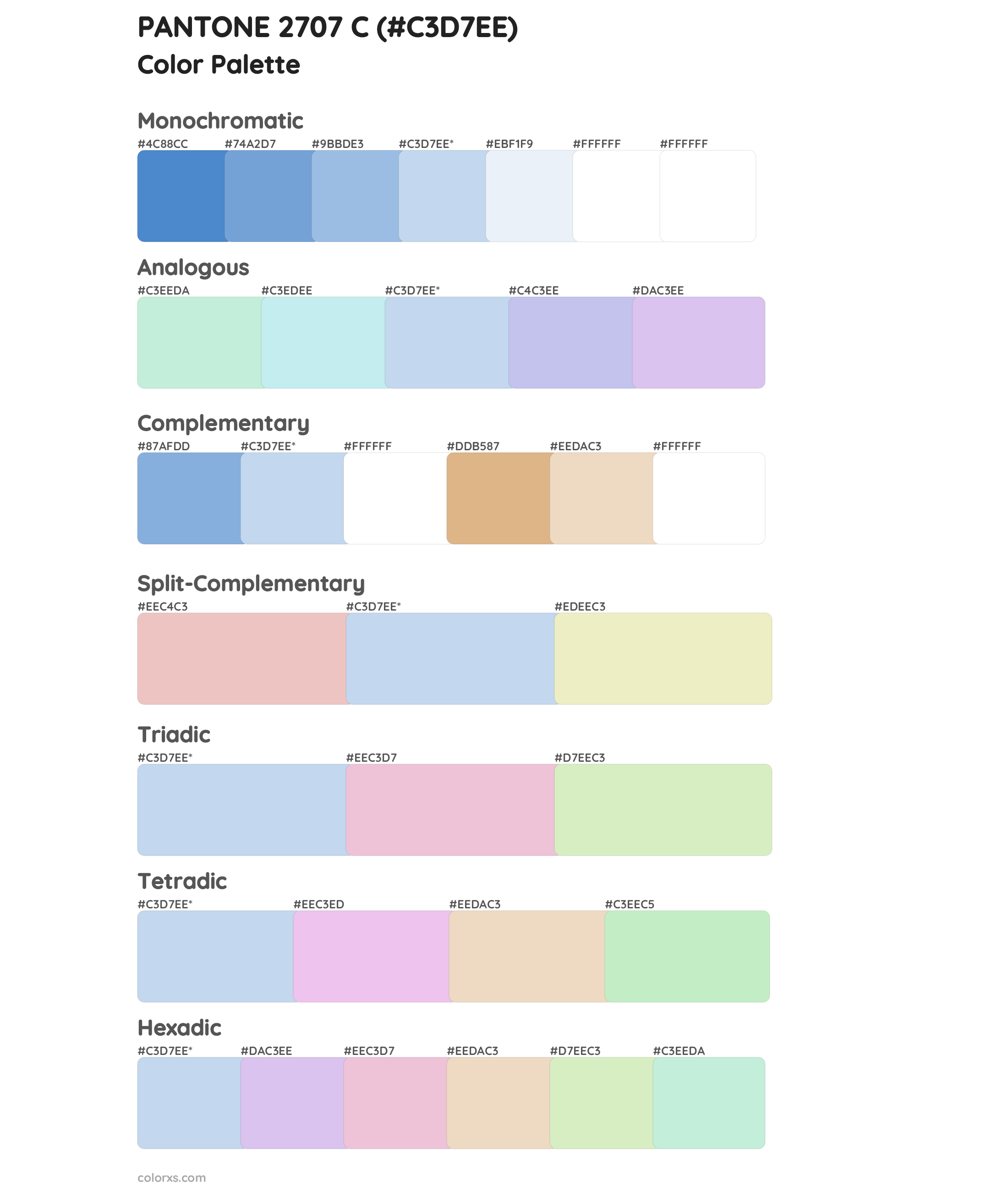 PANTONE 2707 C Color Scheme Palettes