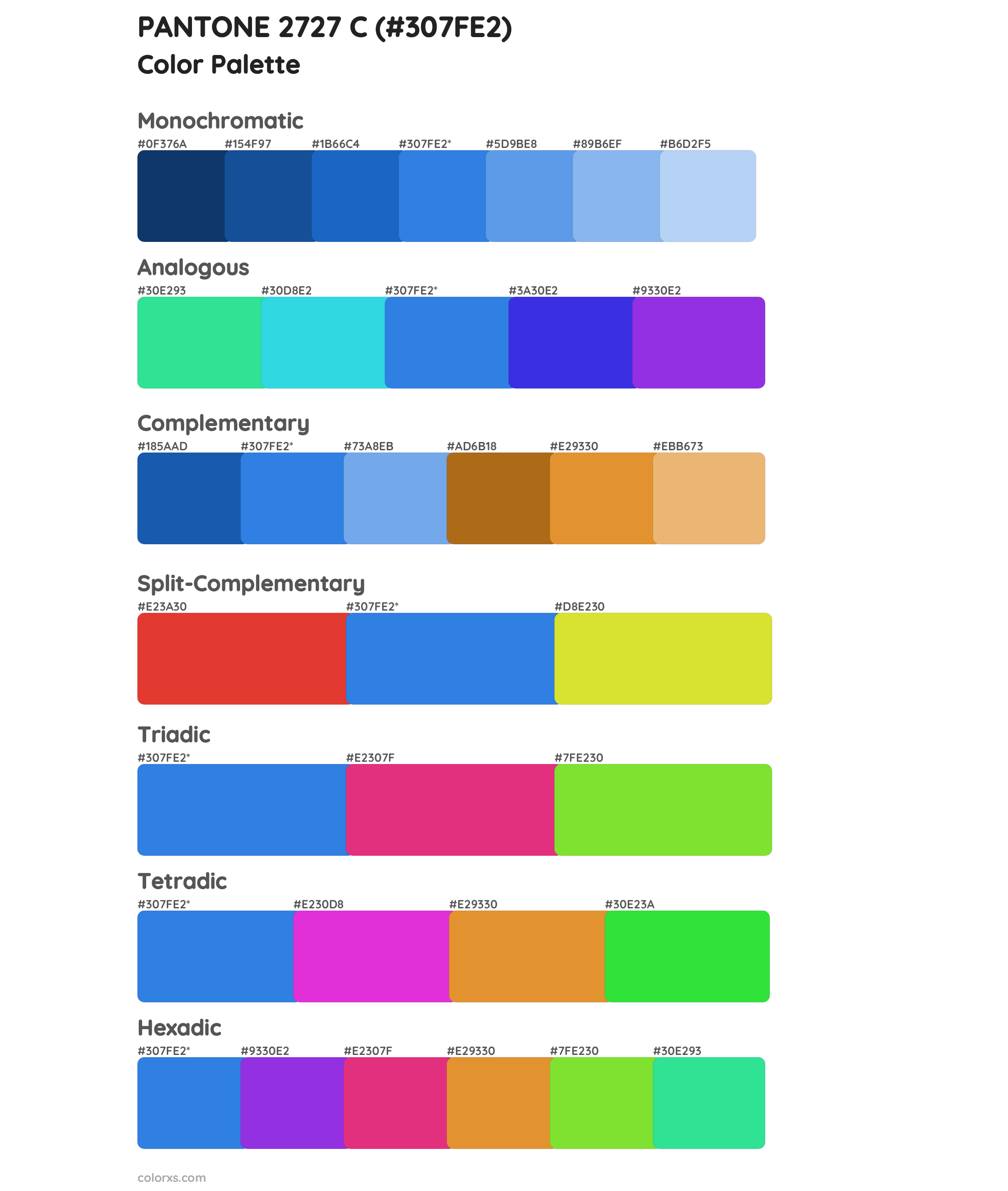PANTONE 2727 C Color Scheme Palettes