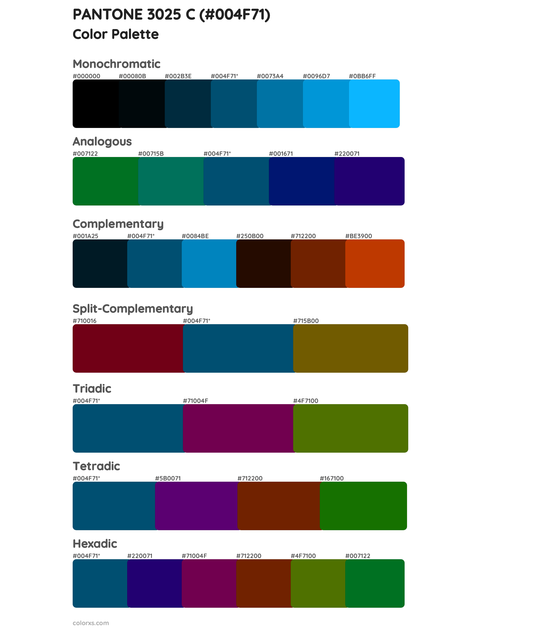 PANTONE 3025 C Color Scheme Palettes