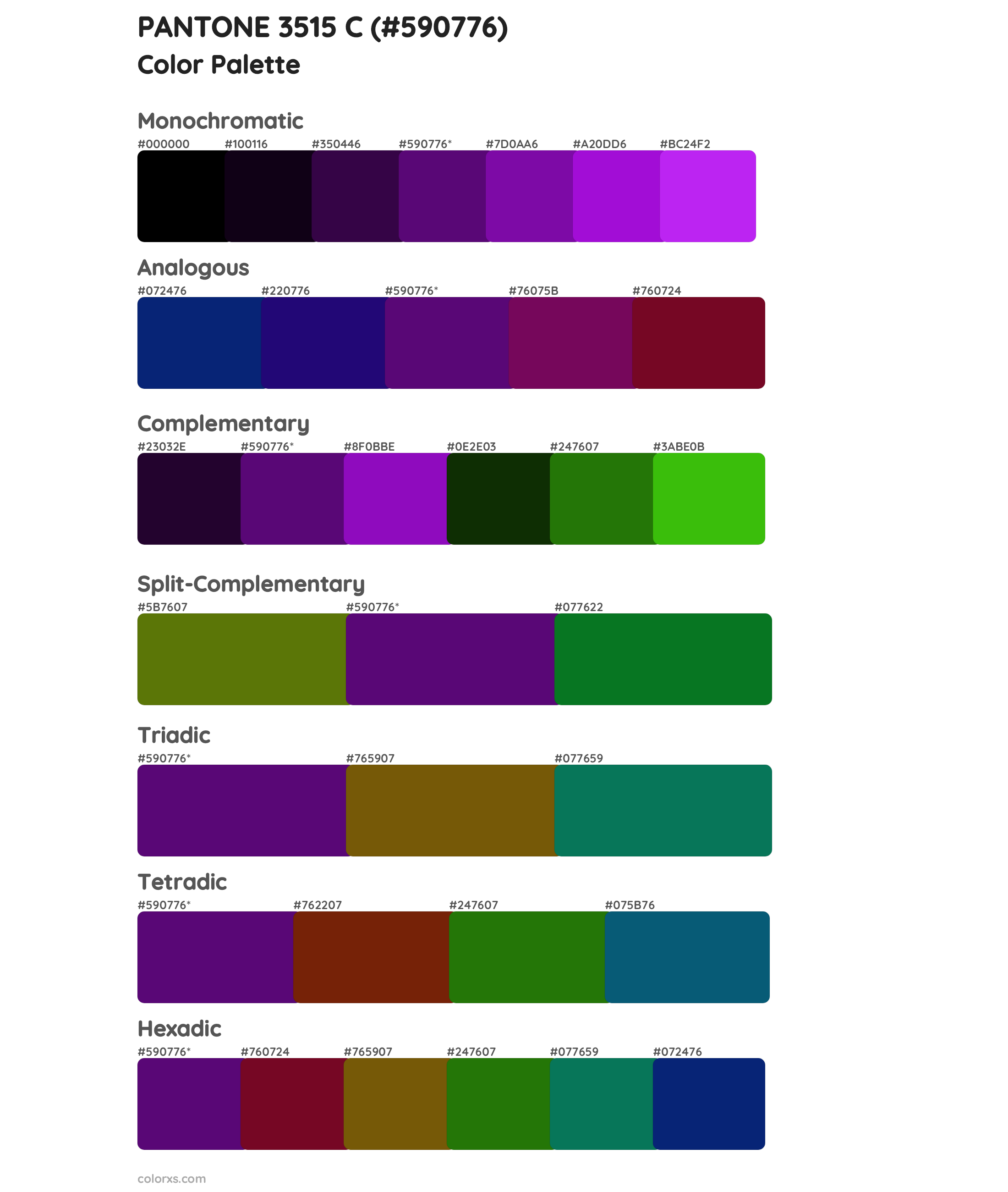 PANTONE 3515 C Color Scheme Palettes