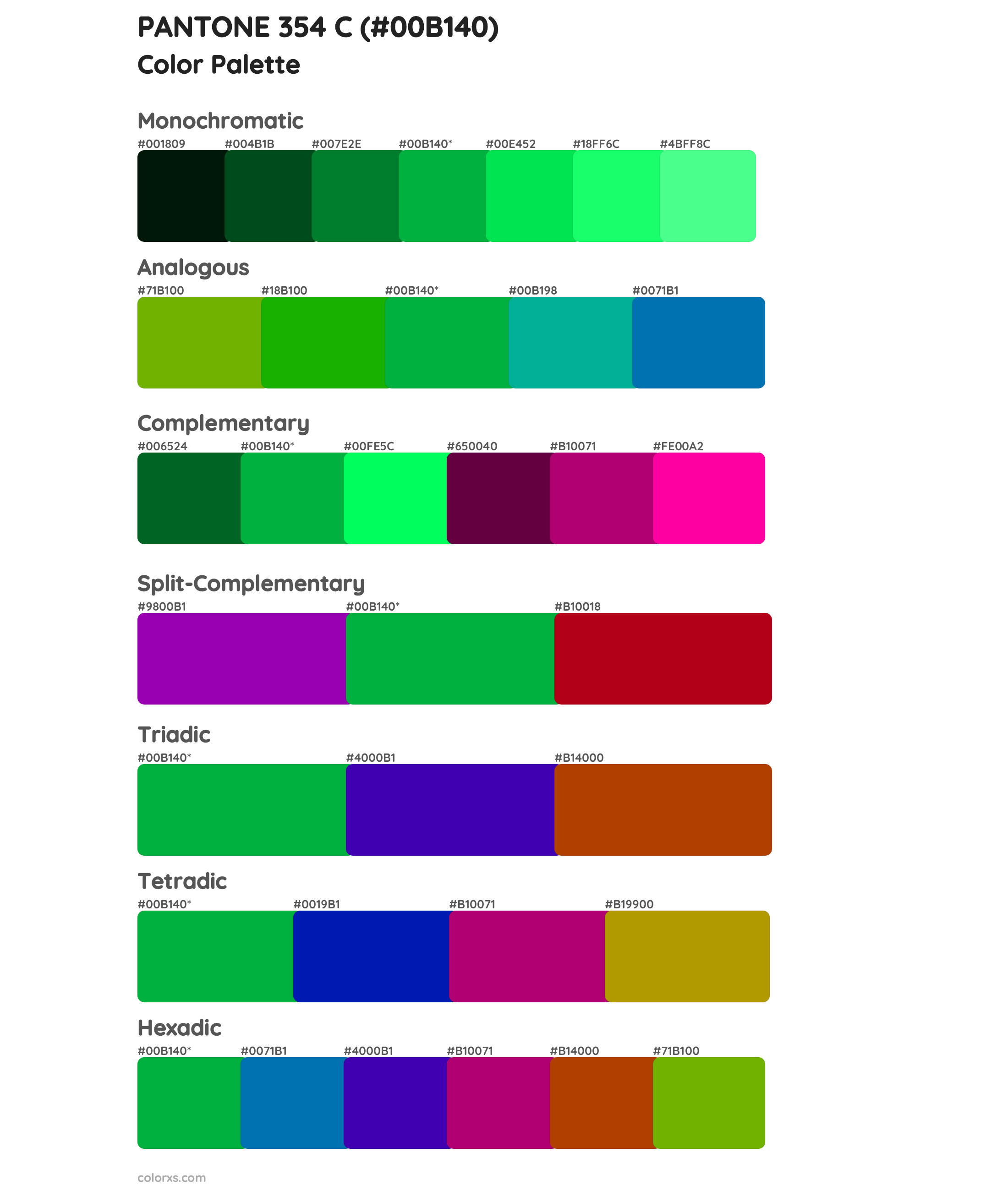 PANTONE 354 C color palettes and color scheme combinations - colorxs.com