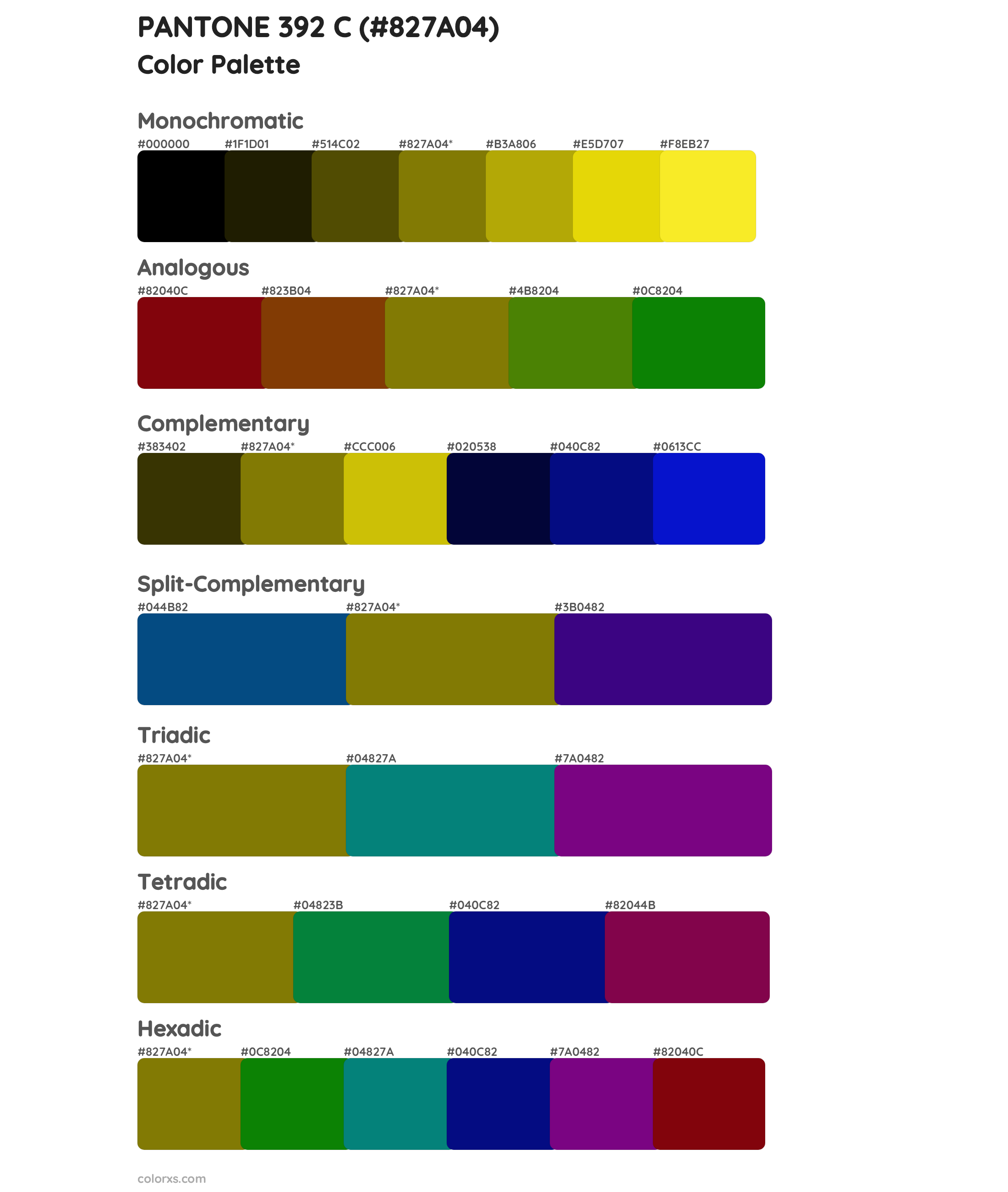 PANTONE 392 C Color Scheme Palettes