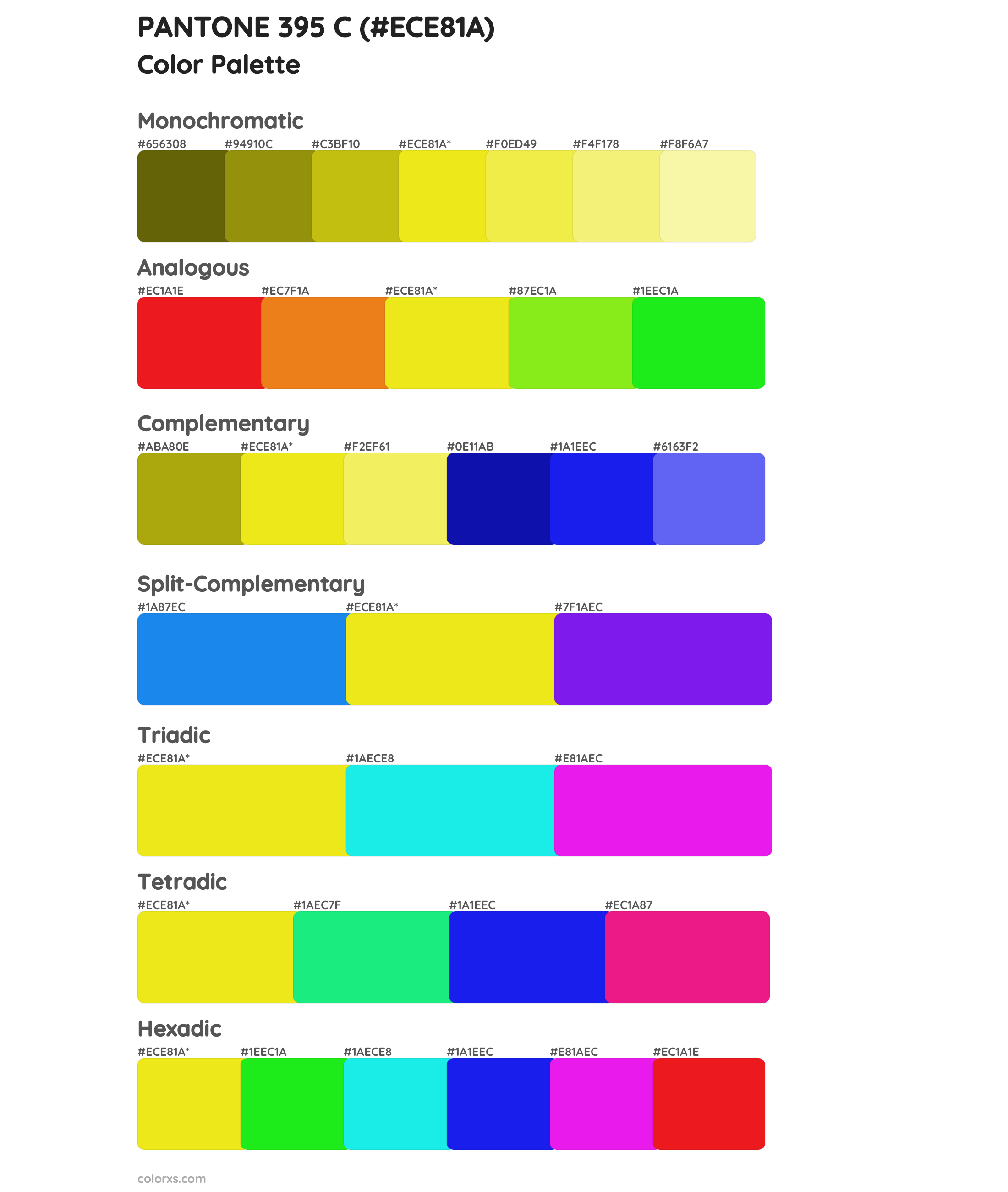 PANTONE 395 C Color Scheme Palettes