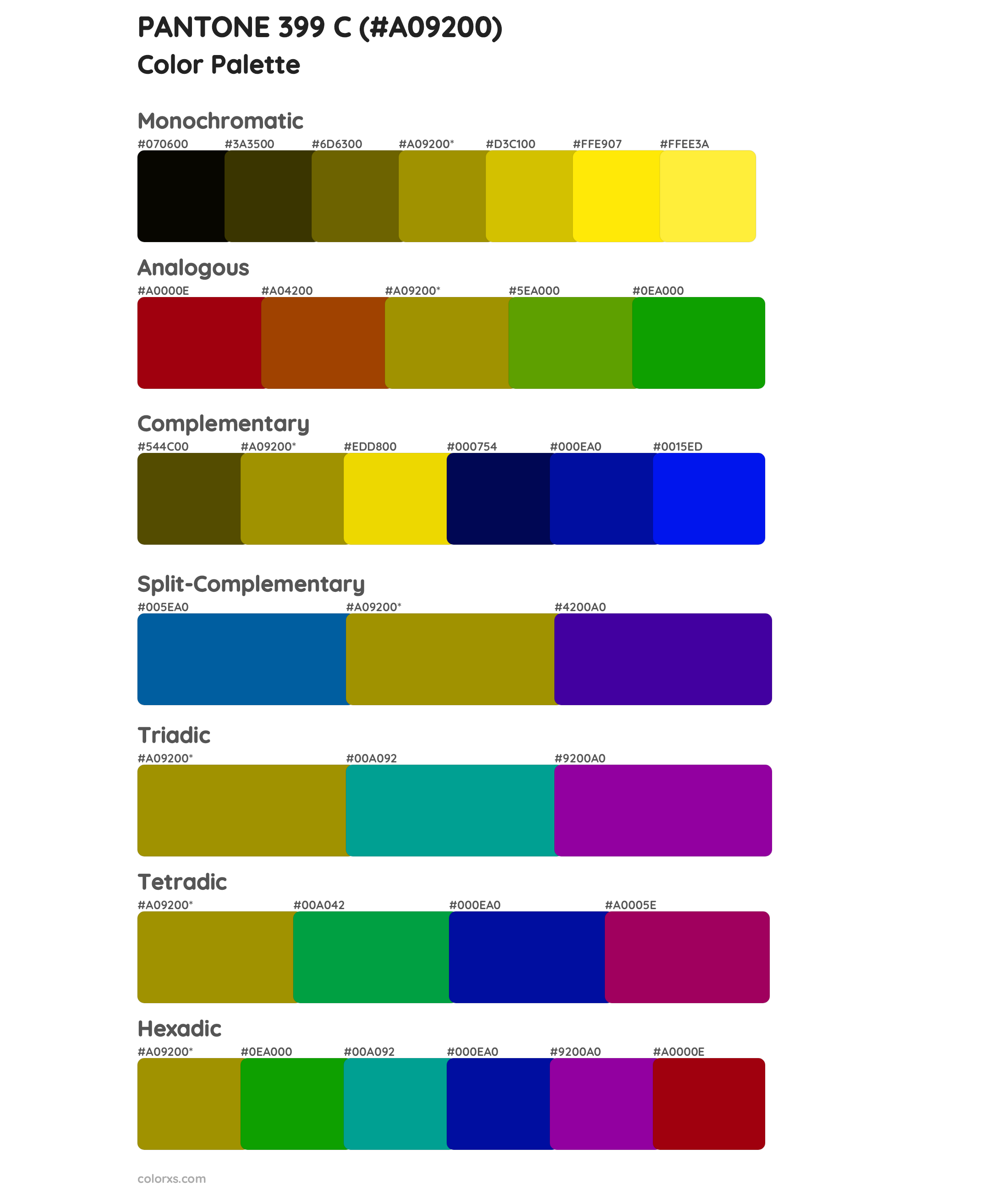 PANTONE 399 C Color Scheme Palettes