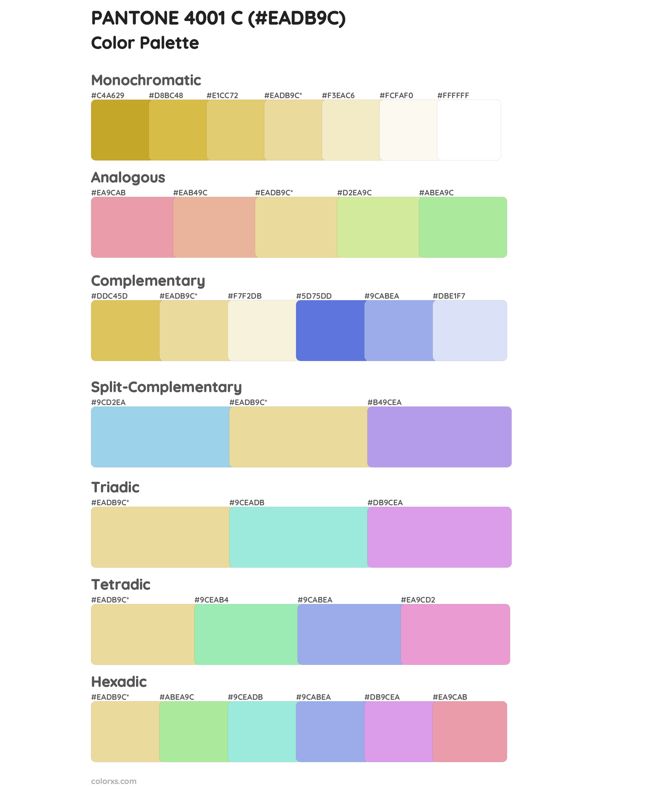 PANTONE 4001 C Color Scheme Palettes