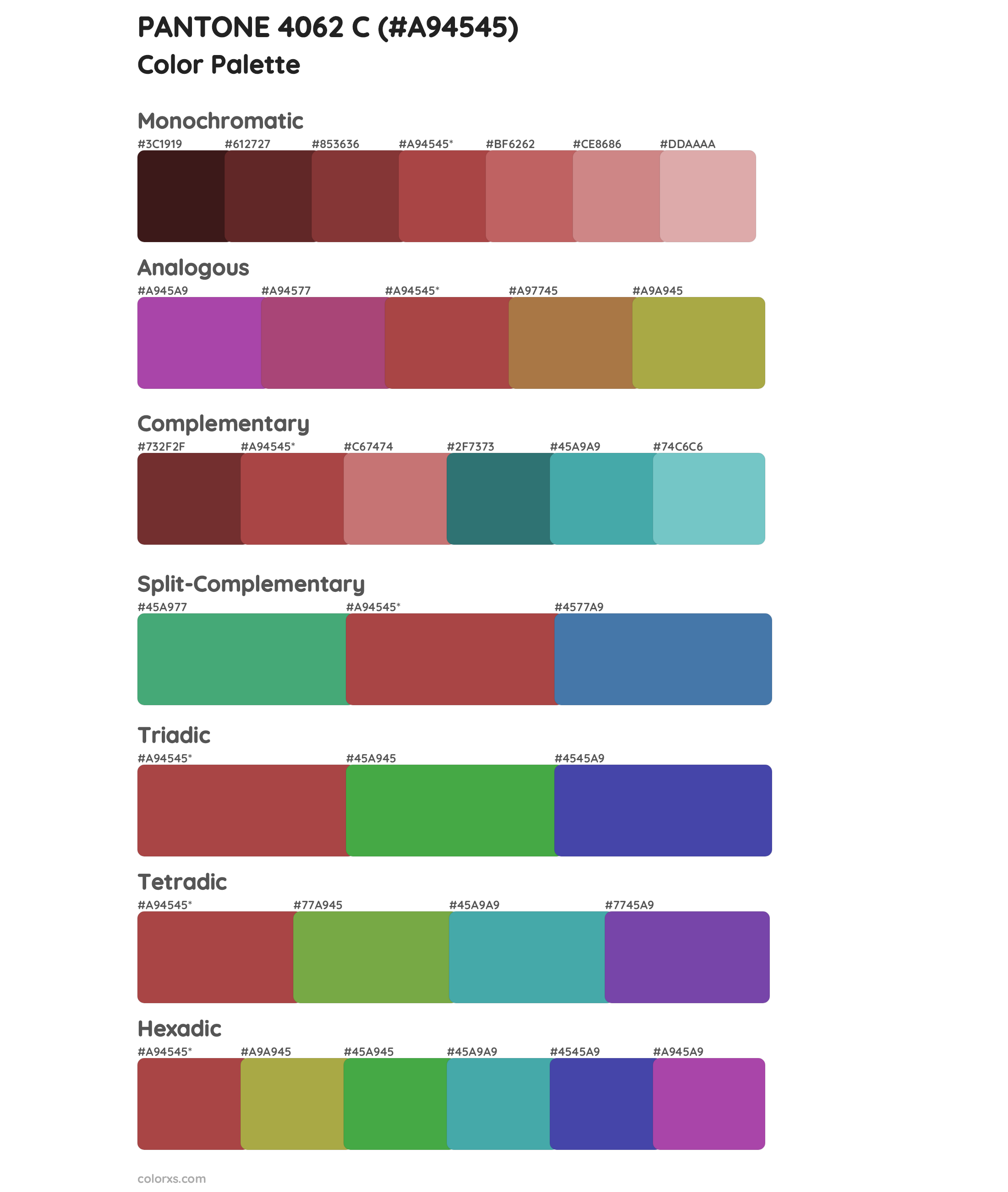 PANTONE 4062 C Color Scheme Palettes