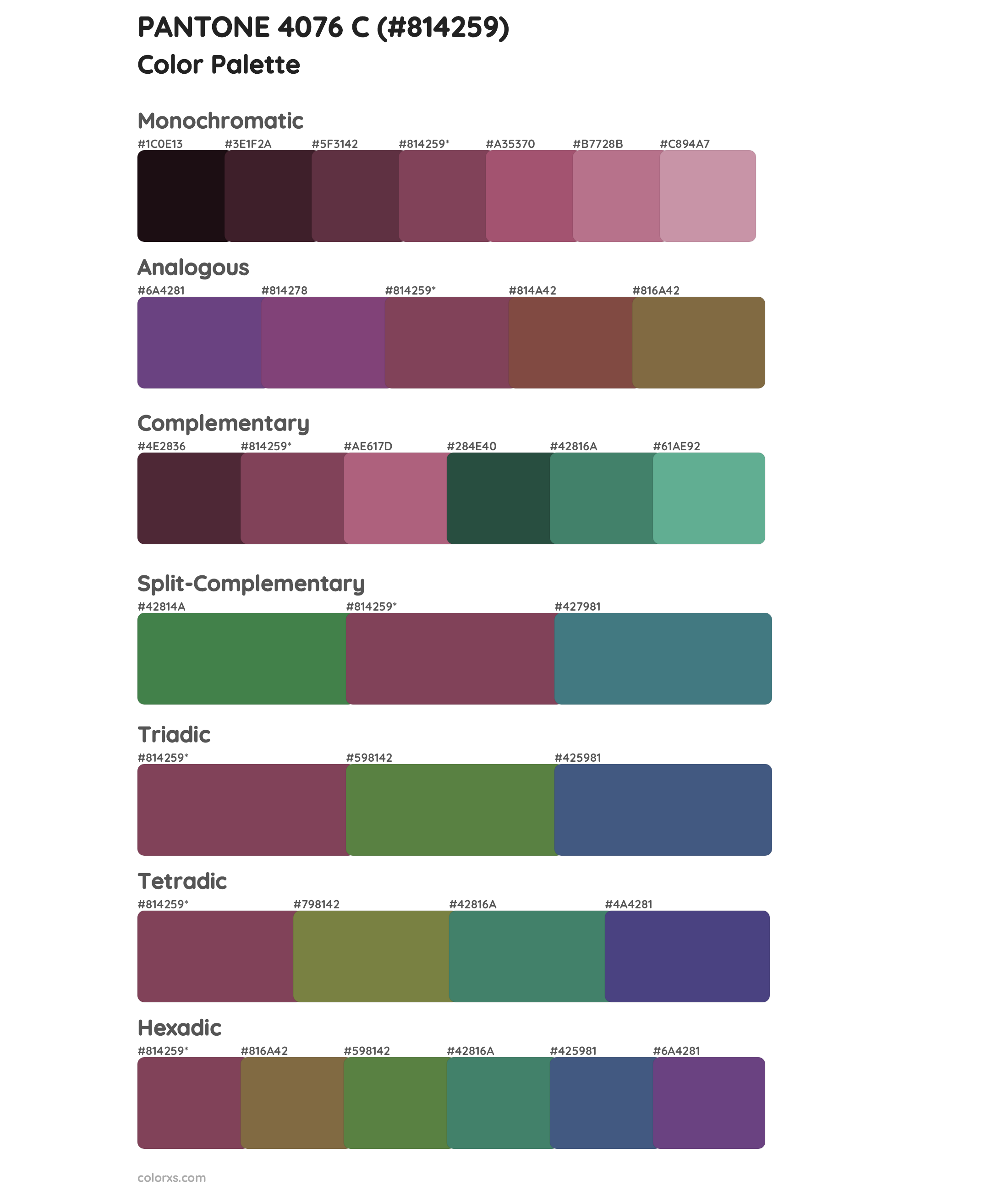 PANTONE 4076 C Color Scheme Palettes