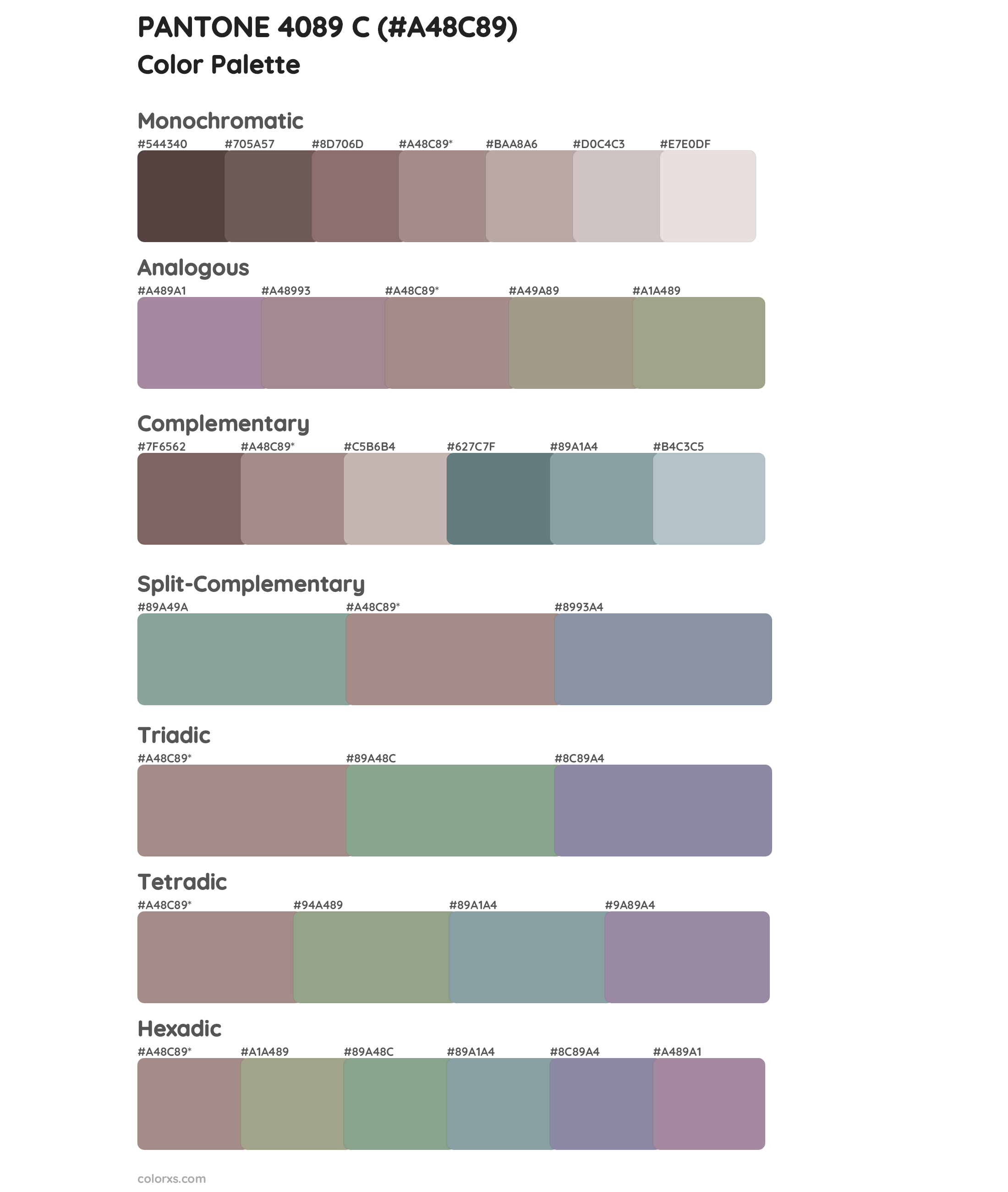 PANTONE 4089 C Color Scheme Palettes