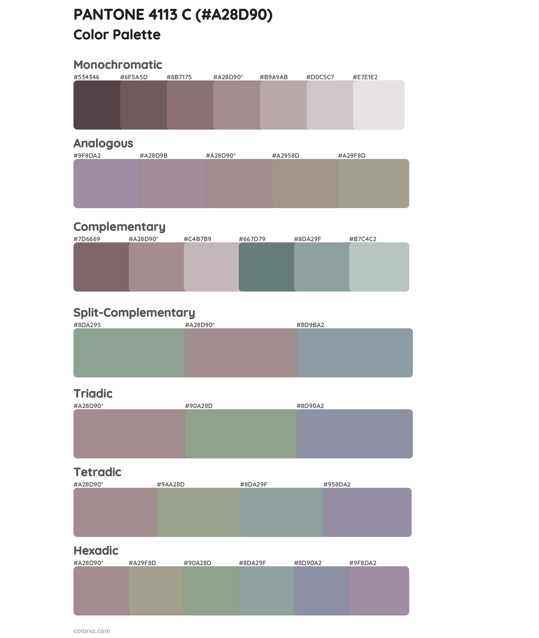 PANTONE 4113 C Color Scheme Palettes