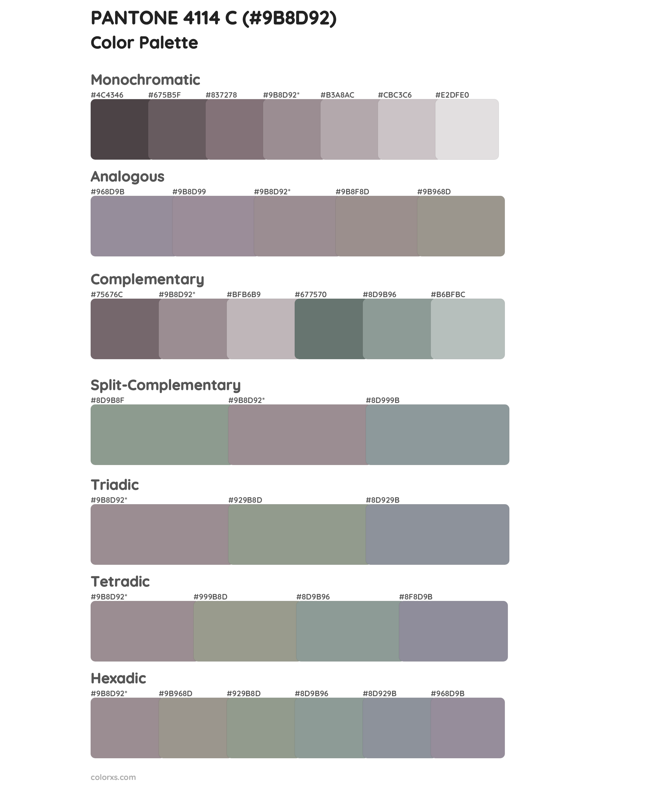 PANTONE 4114 C Color Scheme Palettes