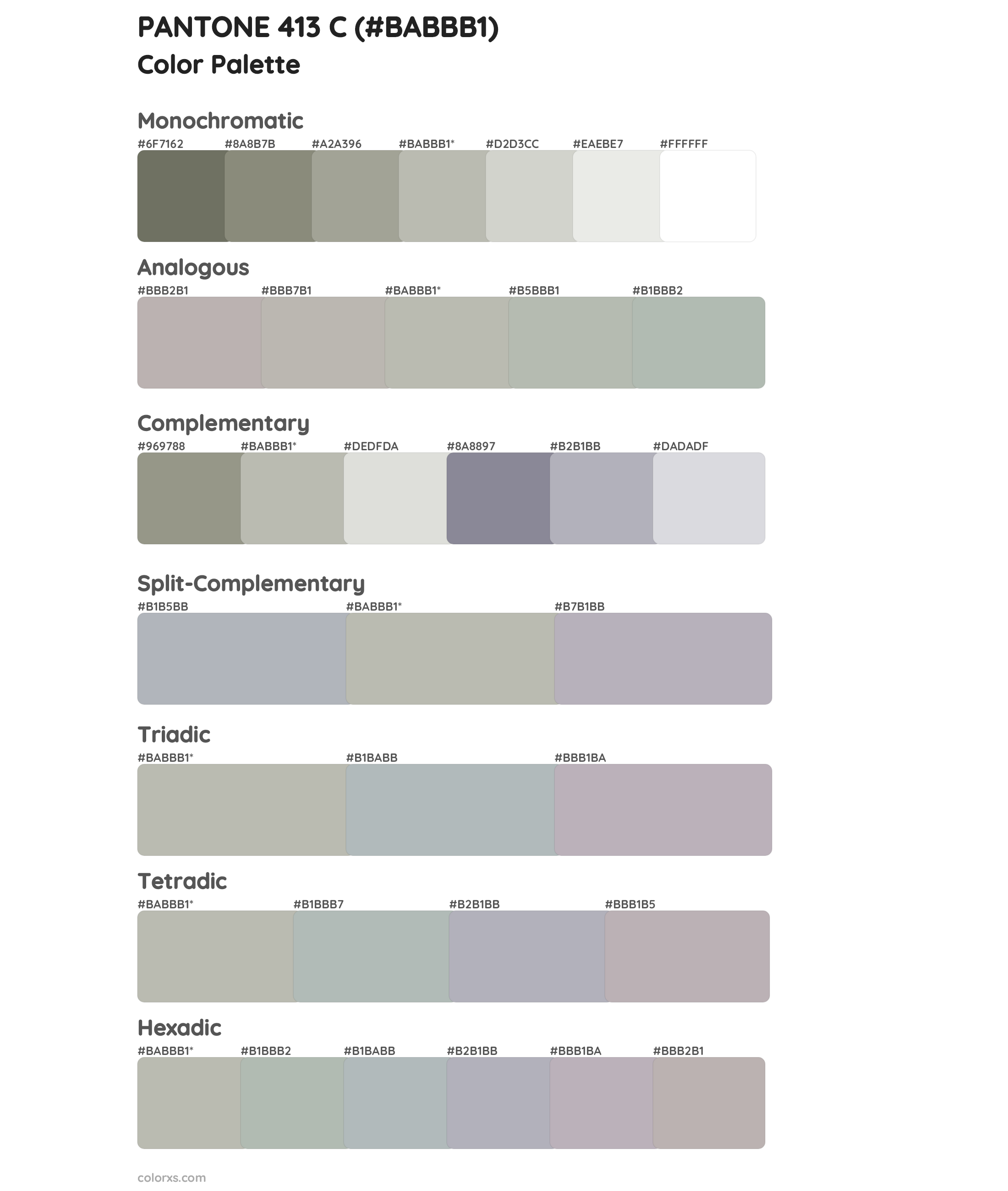 PANTONE 413 C Color Scheme Palettes